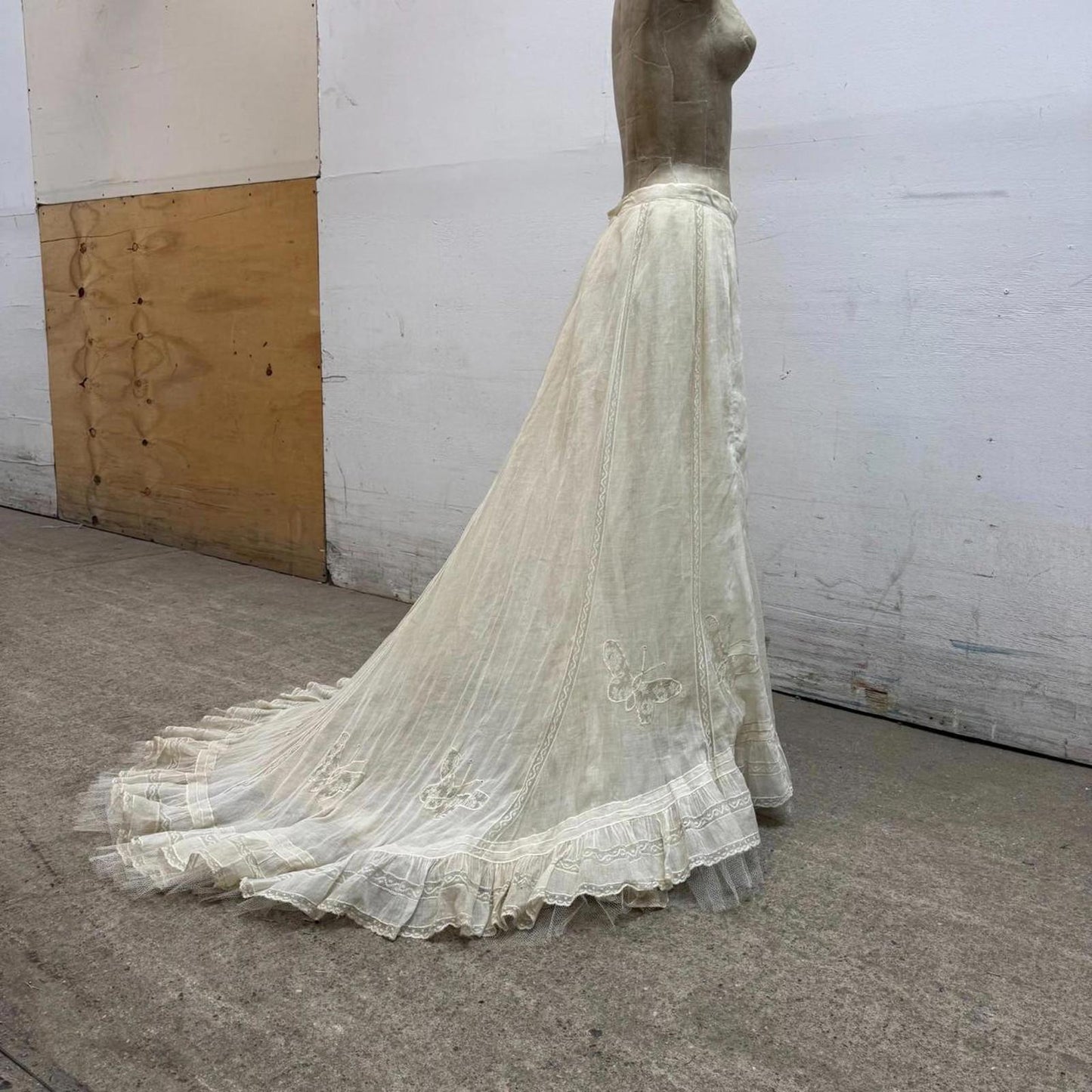 Antique Edwardian Butterfly Lace Petticoat Walking Skirt