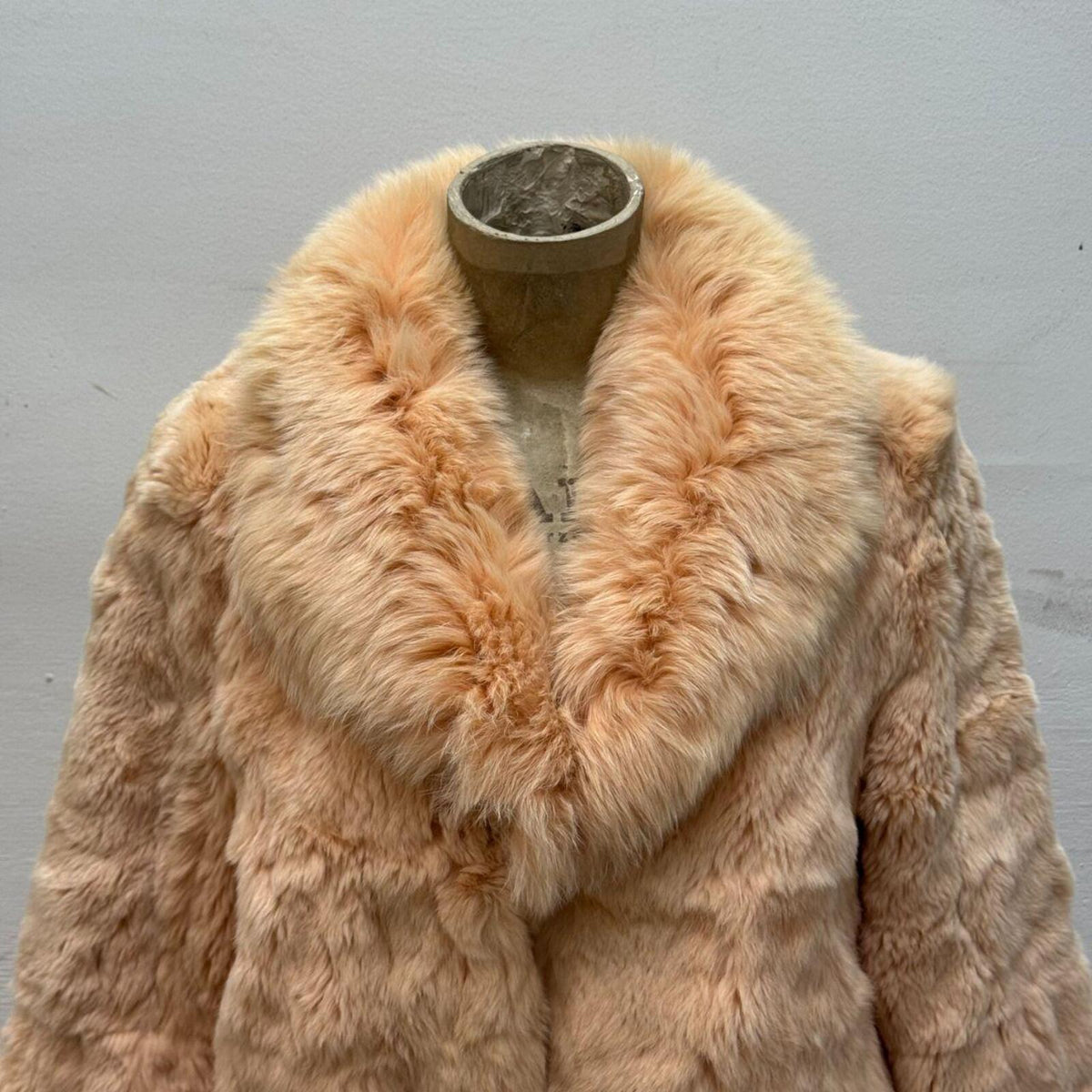 Vintage Blush Pink Rabbit & Fox Fur Jacket Coat