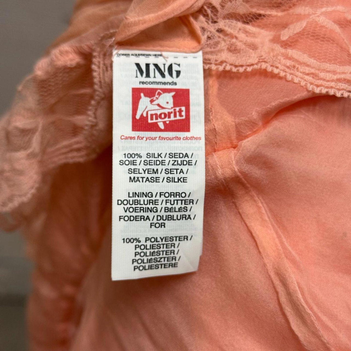 MNG by Zuhair Murad Silk Layered Skirt Y2K Vintage Boho Peach Pink Lace 6 Rare