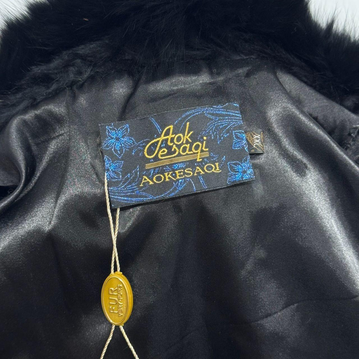 Vintage Y2K Black Rabbit & Fox Fur Jacket Coat