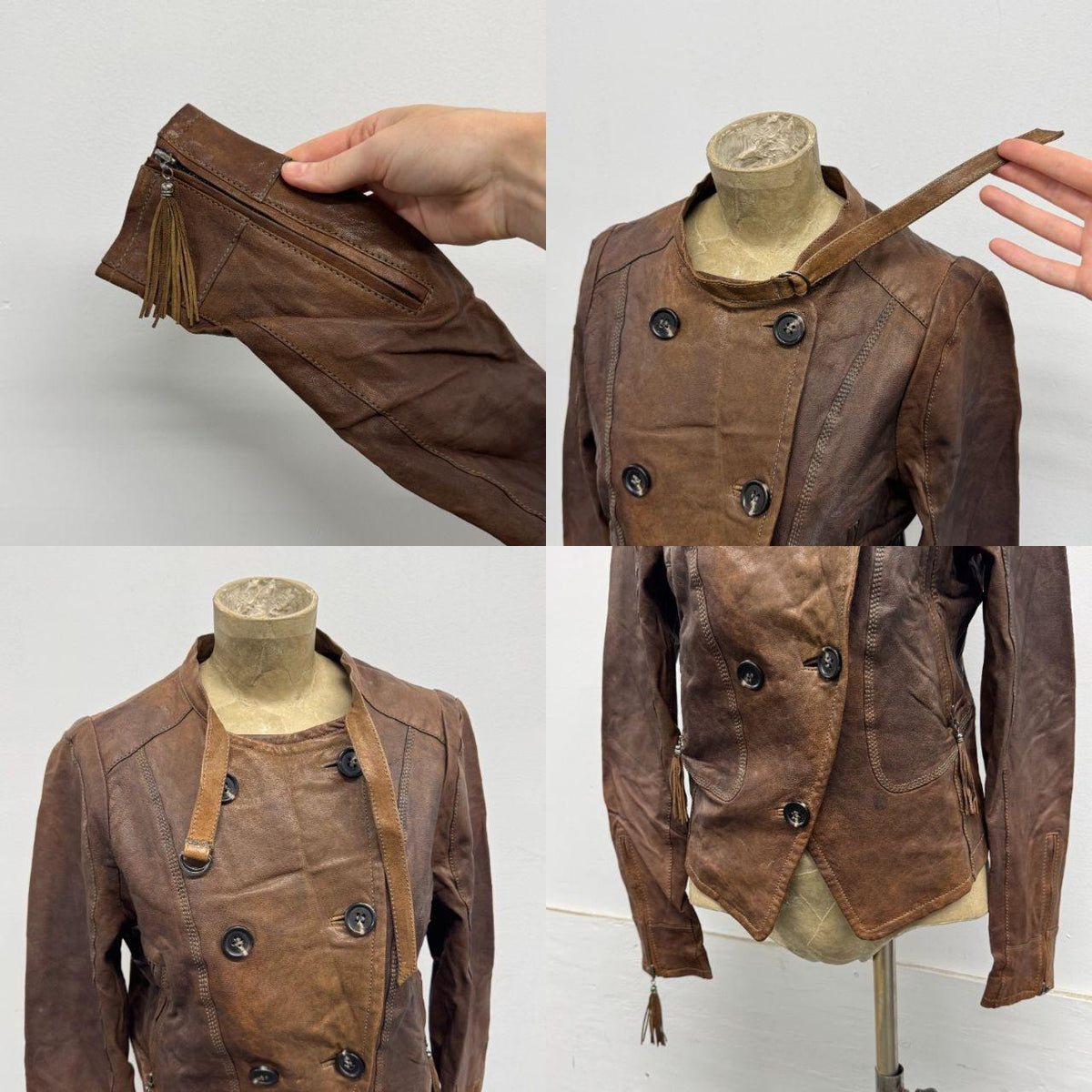 Vintage BASIC HOUSE Brown Lambskin Multi-Way Leather Jacket