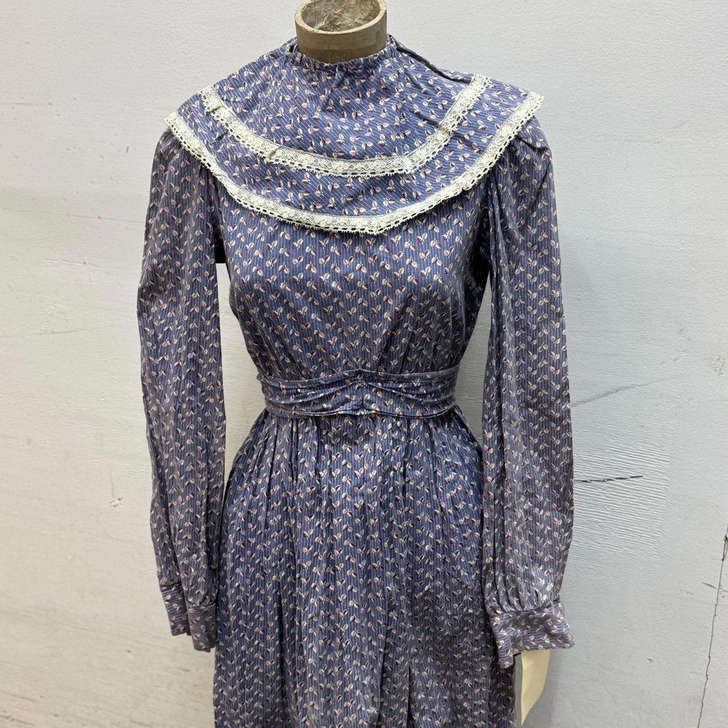 Vintage 1950s Studio-Made Purple Blue Floral Western Prairie Dress Movie Costume