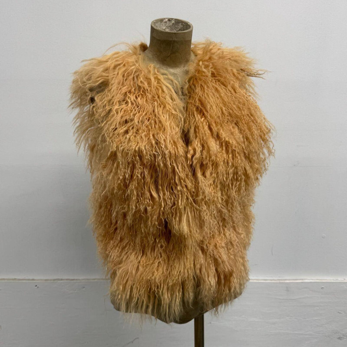 Vintage Tan Mongolian Lamb Cropped Vest