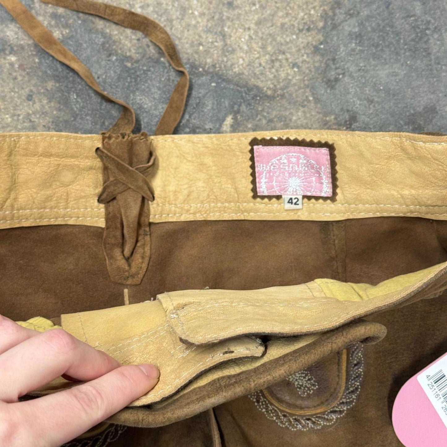 NWT Vintage Embroidered Brown Leather Women's Lederhosen Shorts