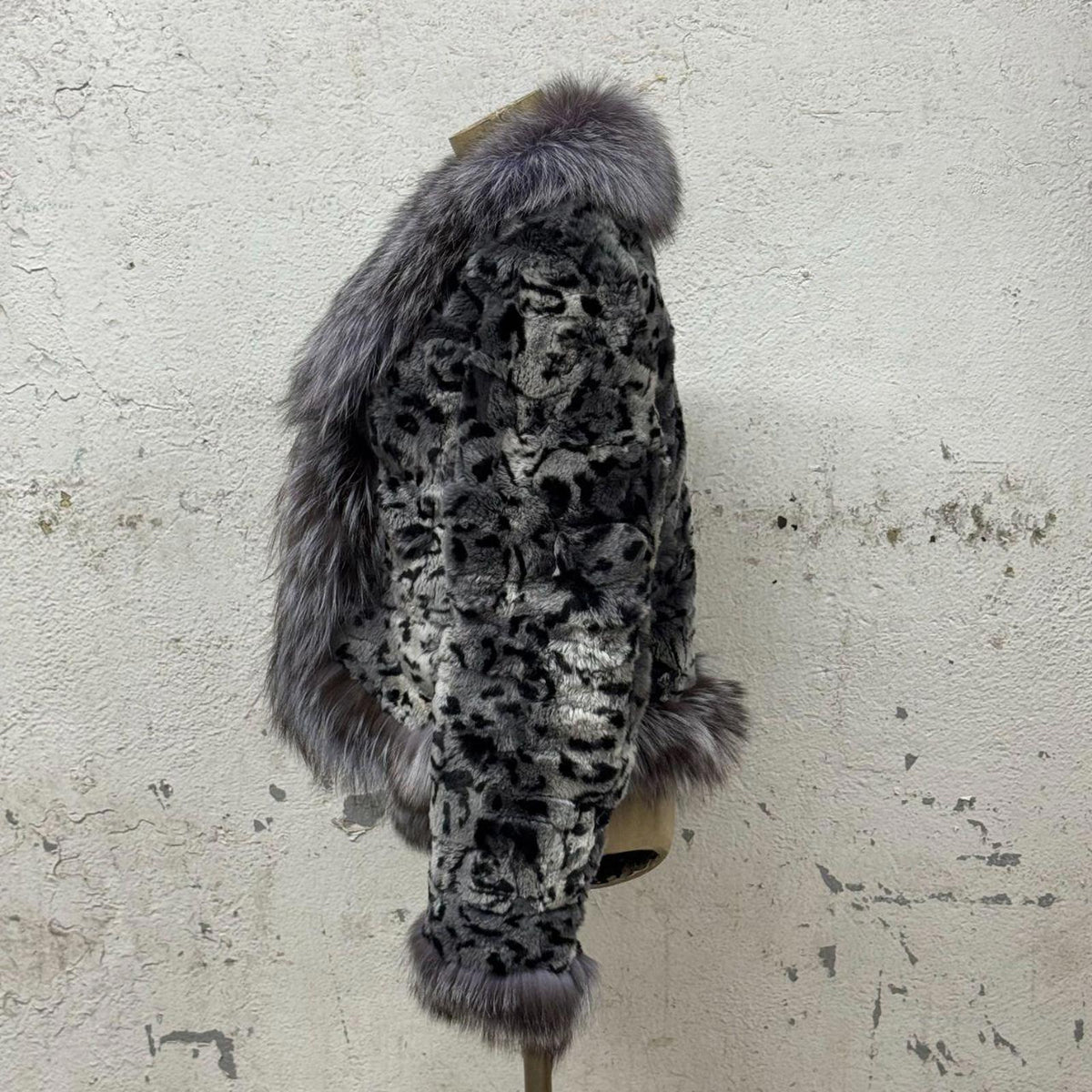 Vintage Y2K Rabbit & Silver Fox Fur Jacket Coat