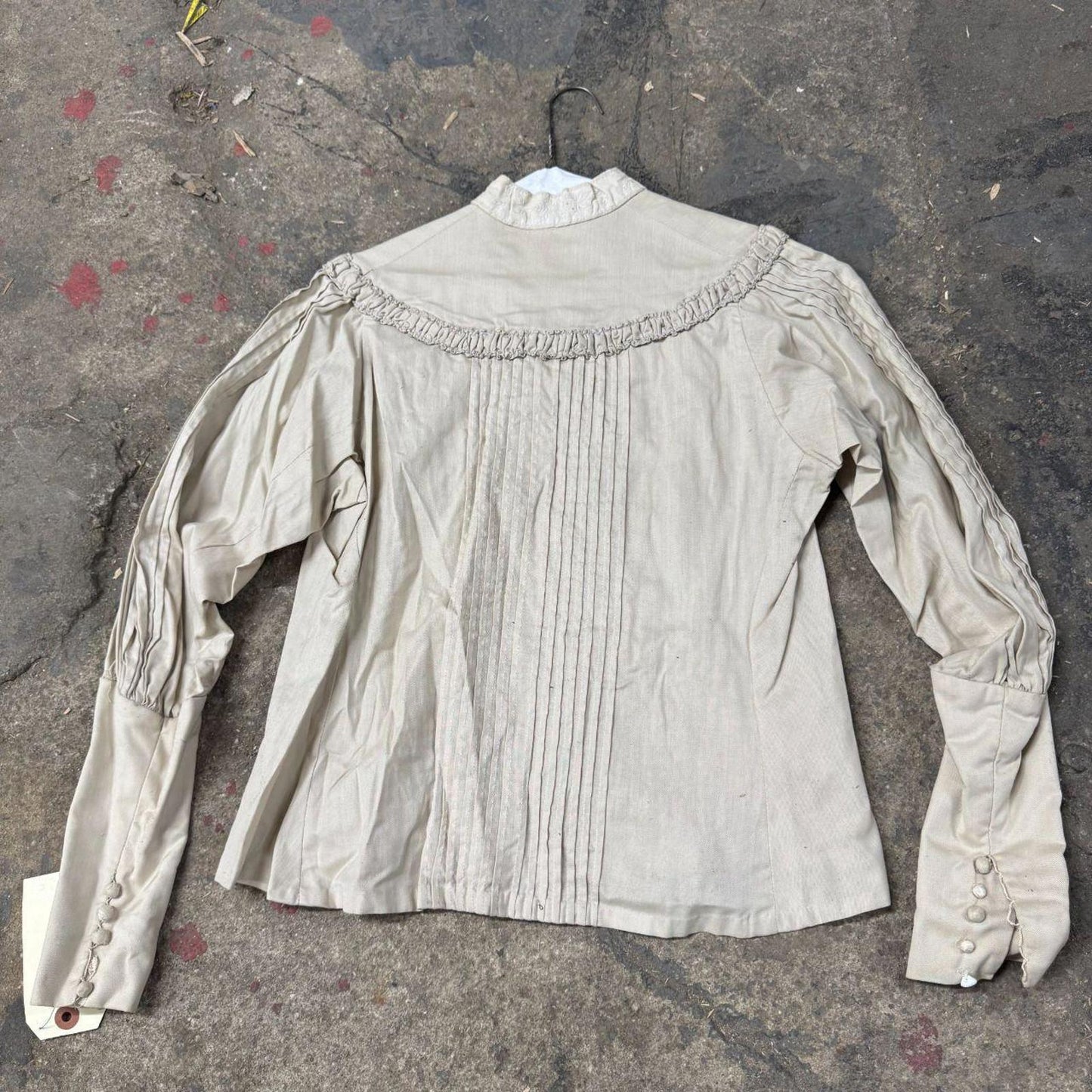 Vintage Film Costume 40s 50s Does Victorian Antique Style White Blouse M