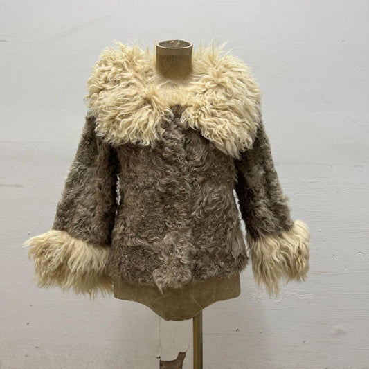 Y2K Vintage Mongolian Lamb Wool Mod Statement Jacket