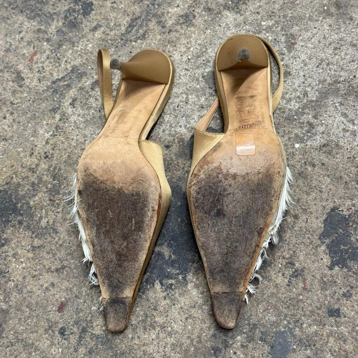 Vintage Giuseppe Zanotti Embellished Vicini Feather & Sequin Kitten Heels 8