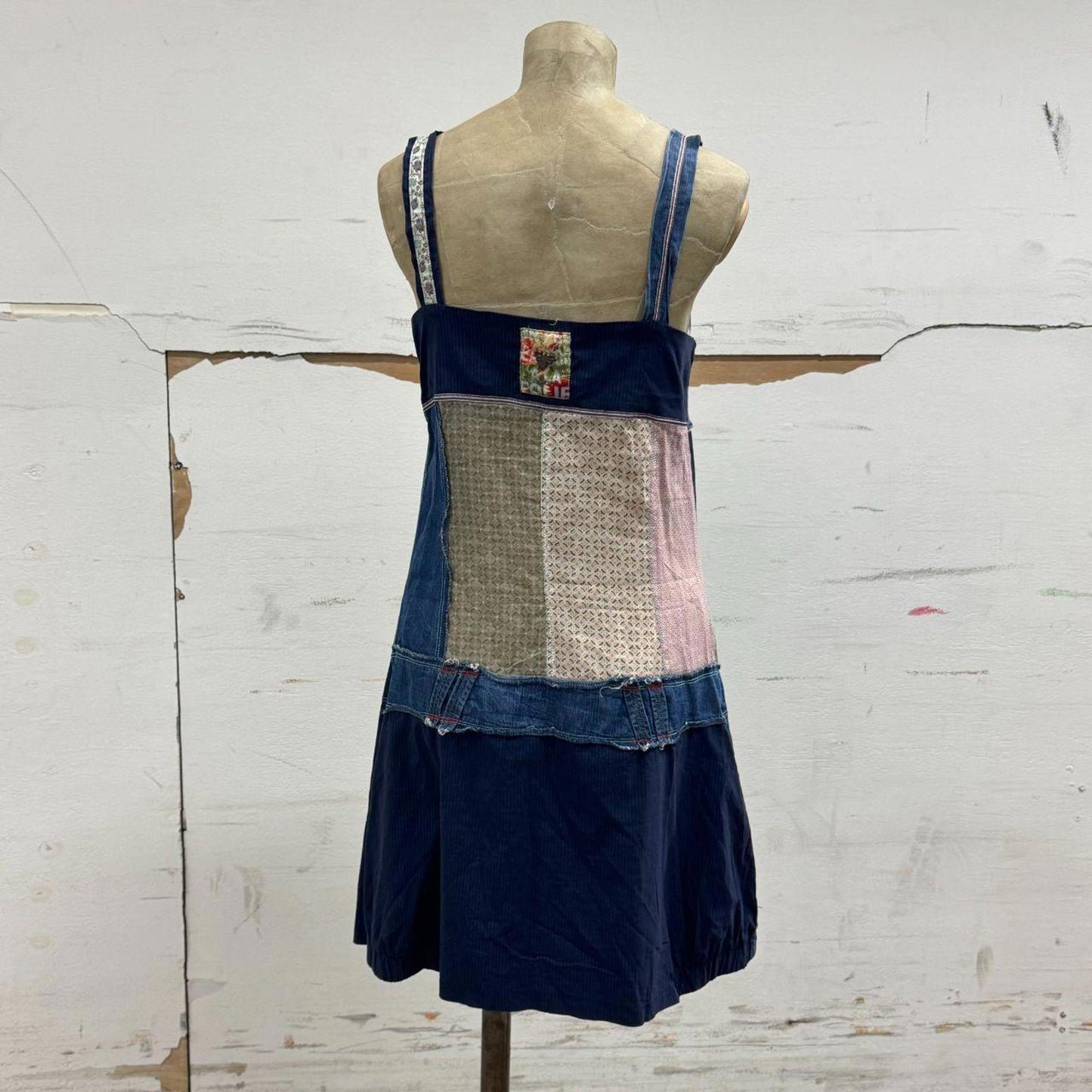 90s/Y2K Vintage La Mode est à Vous Patchwork Denim Mini Dress