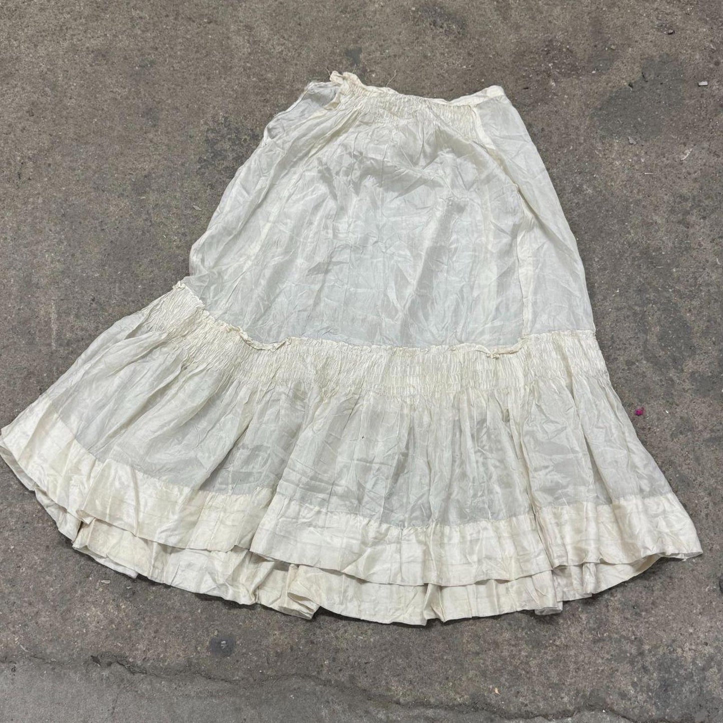 Antique Edwardian Silk Petticoat Slip Skirt XS