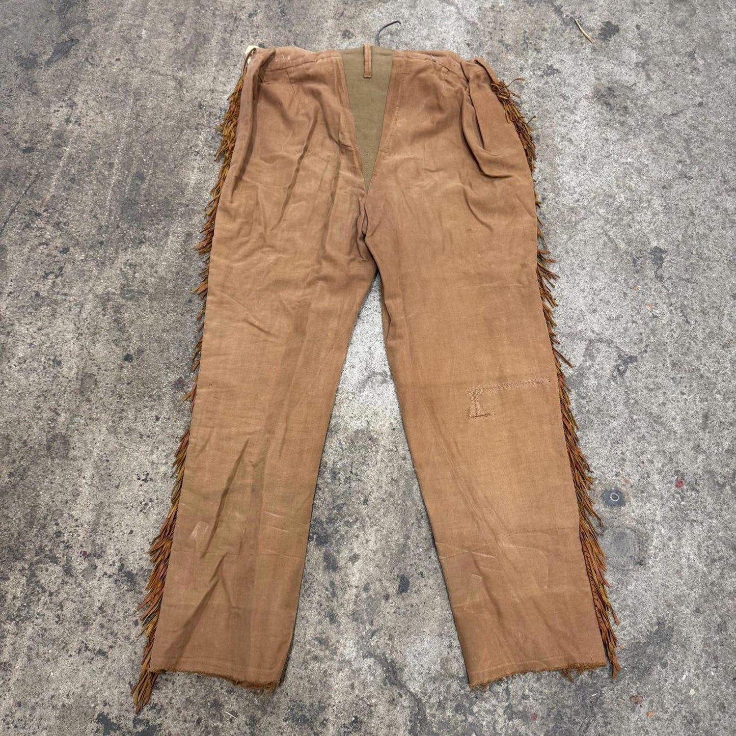 Vintage 40s 50s Faded Fringed Western Film Costume Victorian Trousers