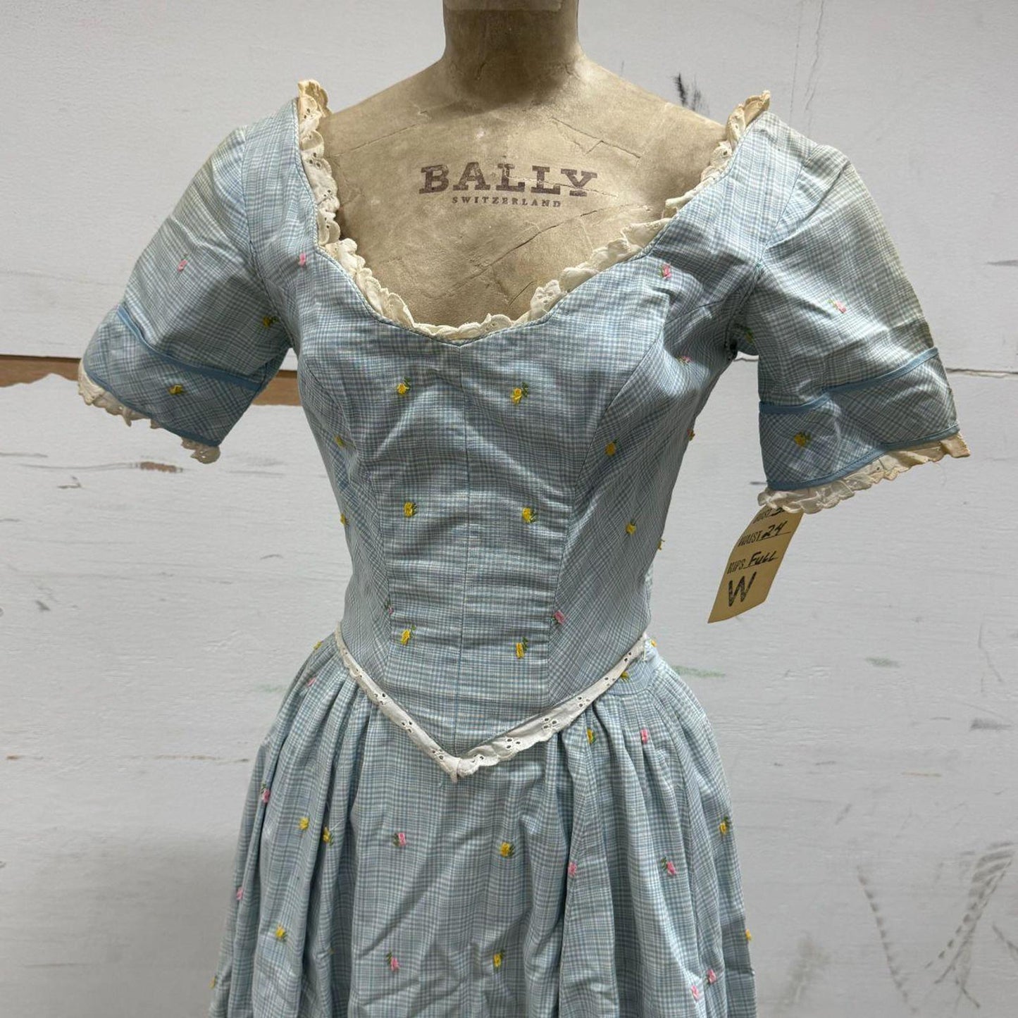 Vintage 40s does 1800s Victorian Blue 2pc Gown Prairie Western Film Costume