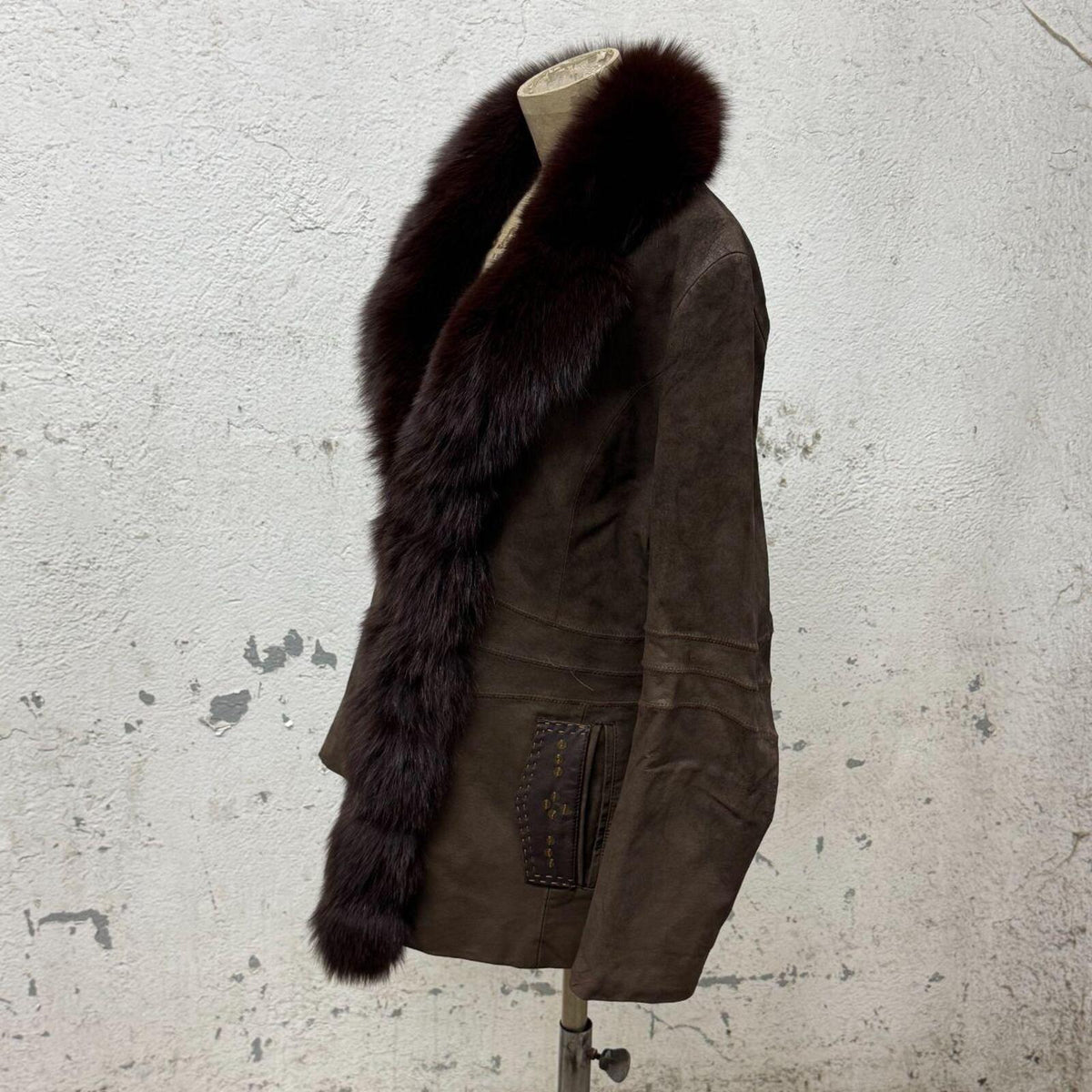 Y2K Vintage Chocolate Suede & Fox Fur Penny Lane Afghan Coat