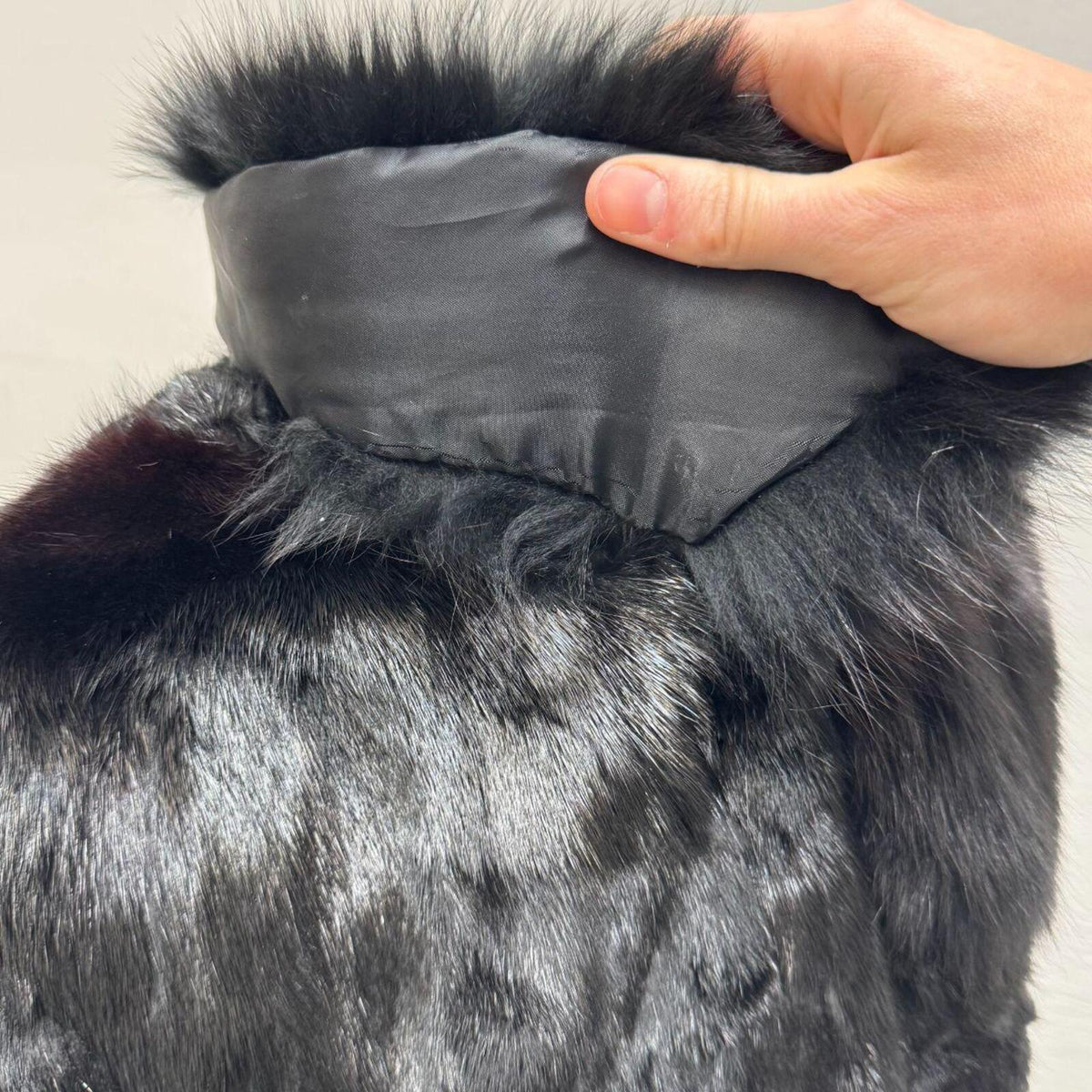 Vintage Black Rabbit & Fox Fur Jacket Coat