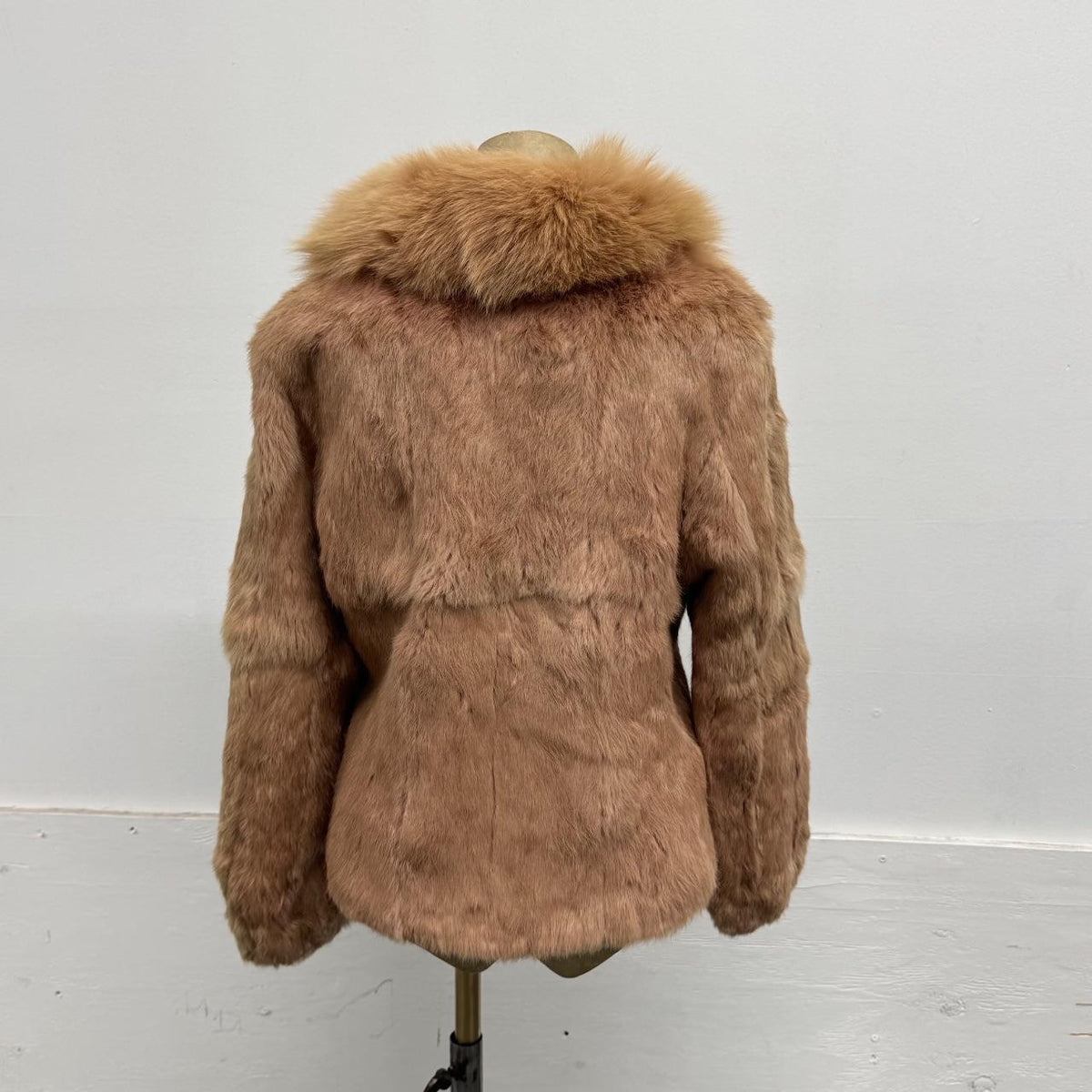 Vintage Y2K Pink Rabbit & Fox Fur Jacket Coat