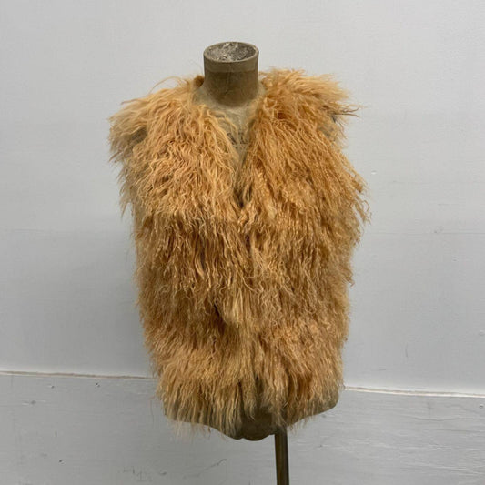 Vintage Tan Mongolian Lamb Cropped Vest