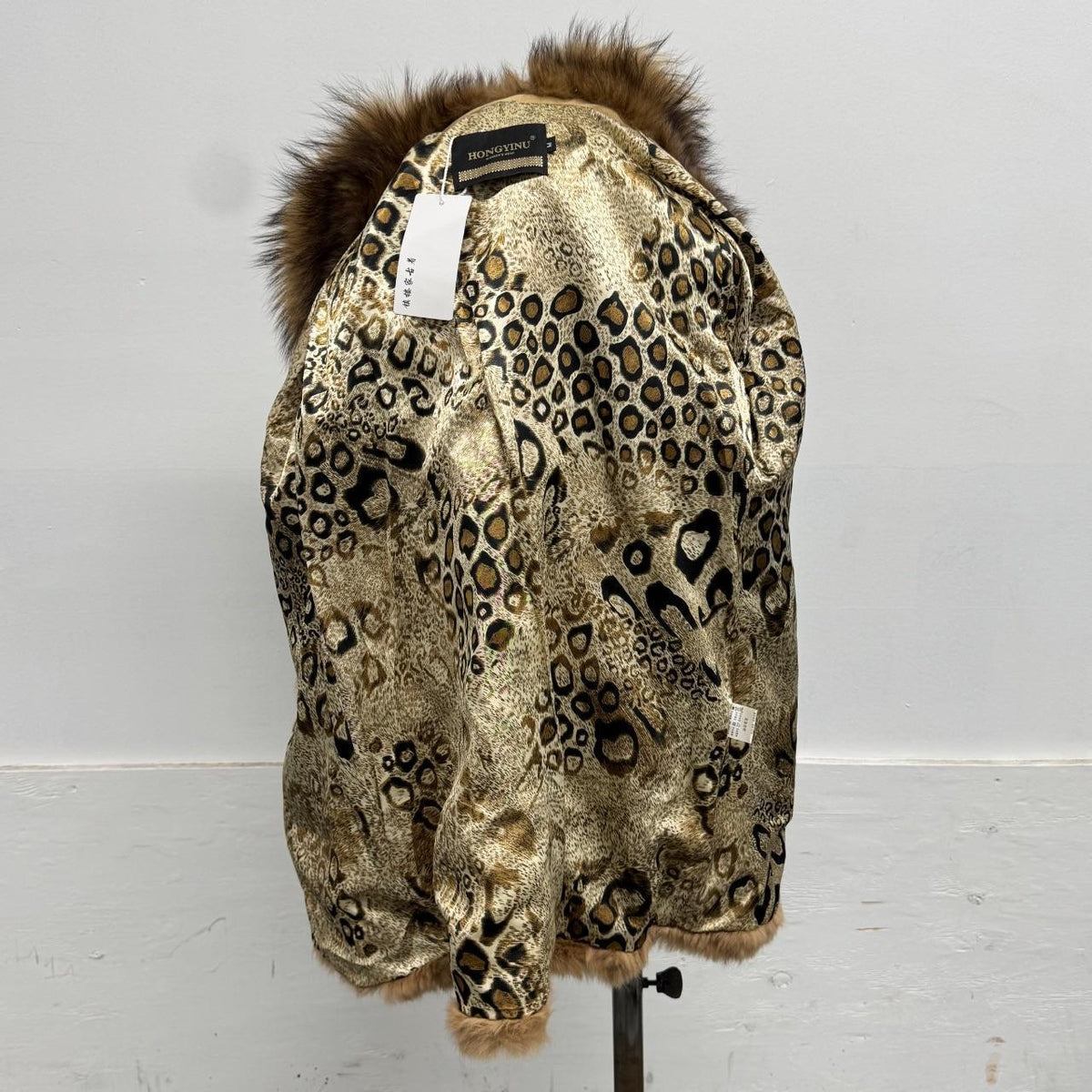 Vintage Y2K Brown Rabbit & Raccoon Fur Jacket Coat