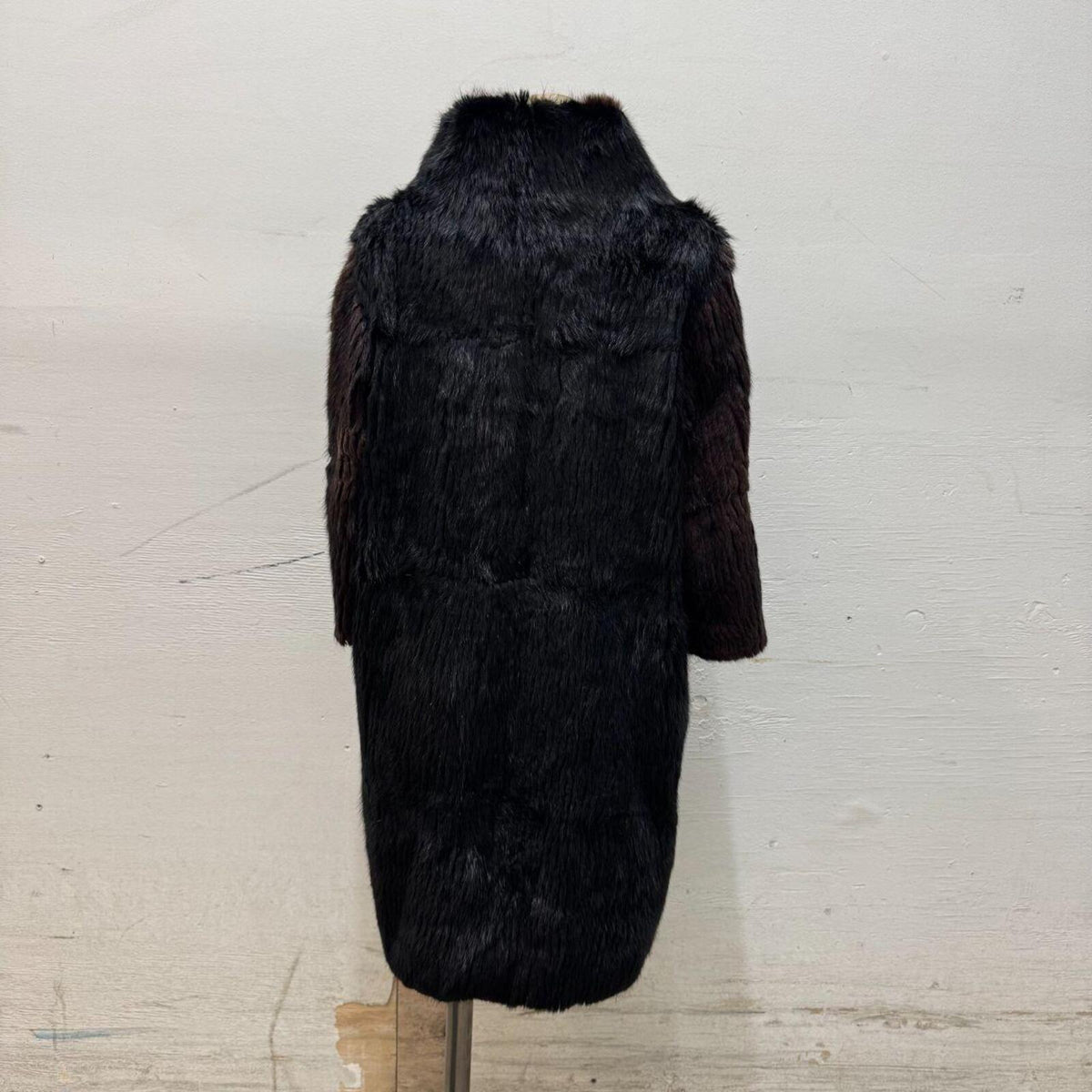 Y2K Vintage Espresso Brown Muskrat Fur Longline Coat