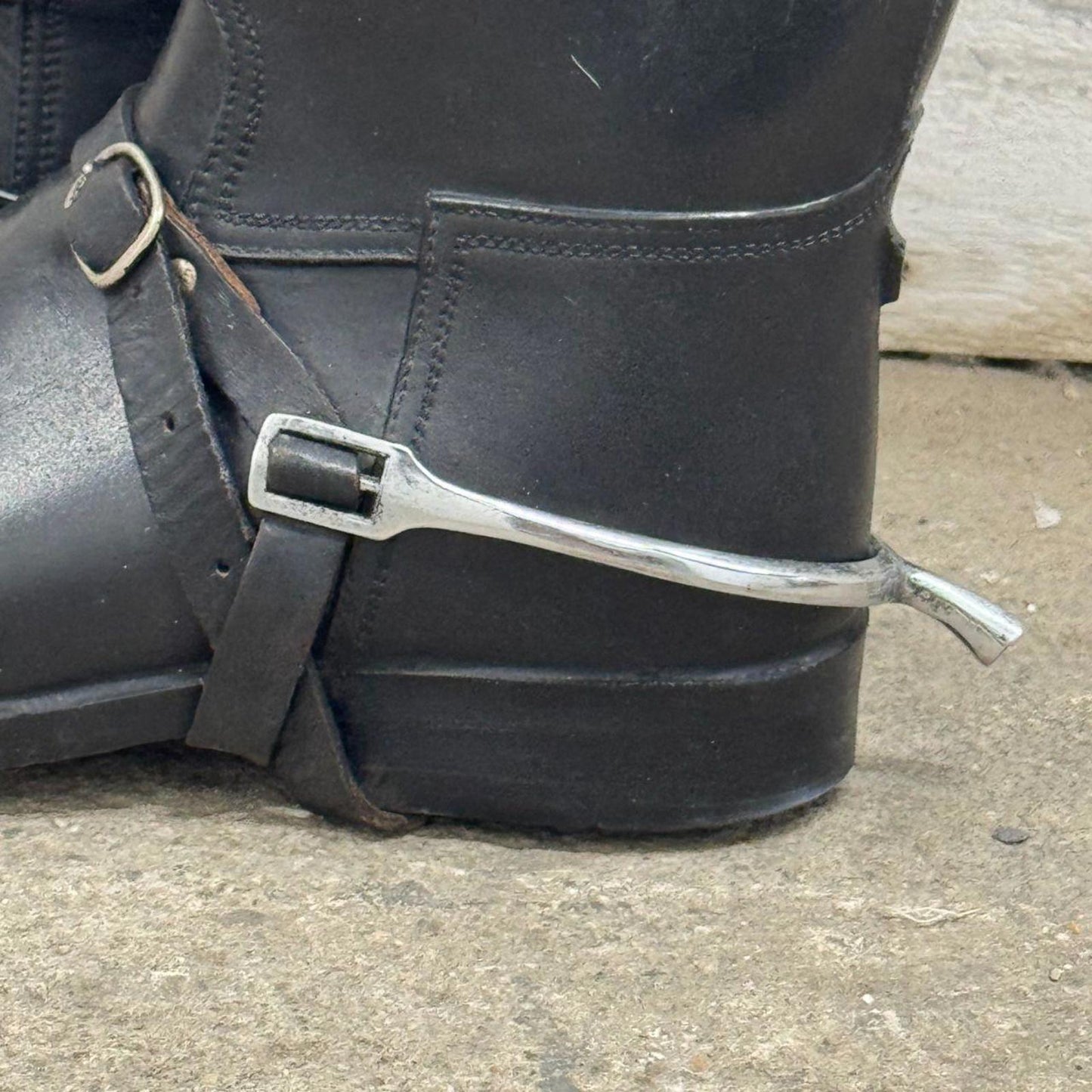 Y2K Vintage Black Leather & Rubber Riding Rain Boots