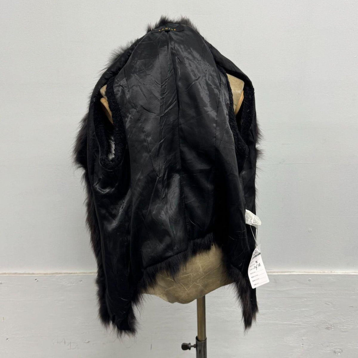 Vintage Black Fox Fur & Wool Blend Vest