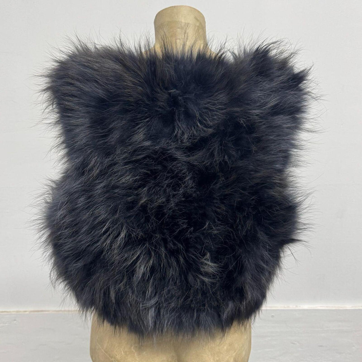 Y2K Vintage Slate Gray Highlight Genuine Fox Fur Vest