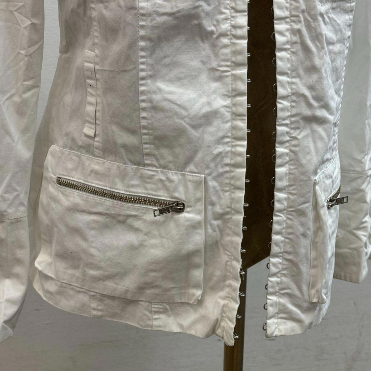 Archival Vintage Celyn B. Elisabetta Franchi White Hook-and-Eye Jacket