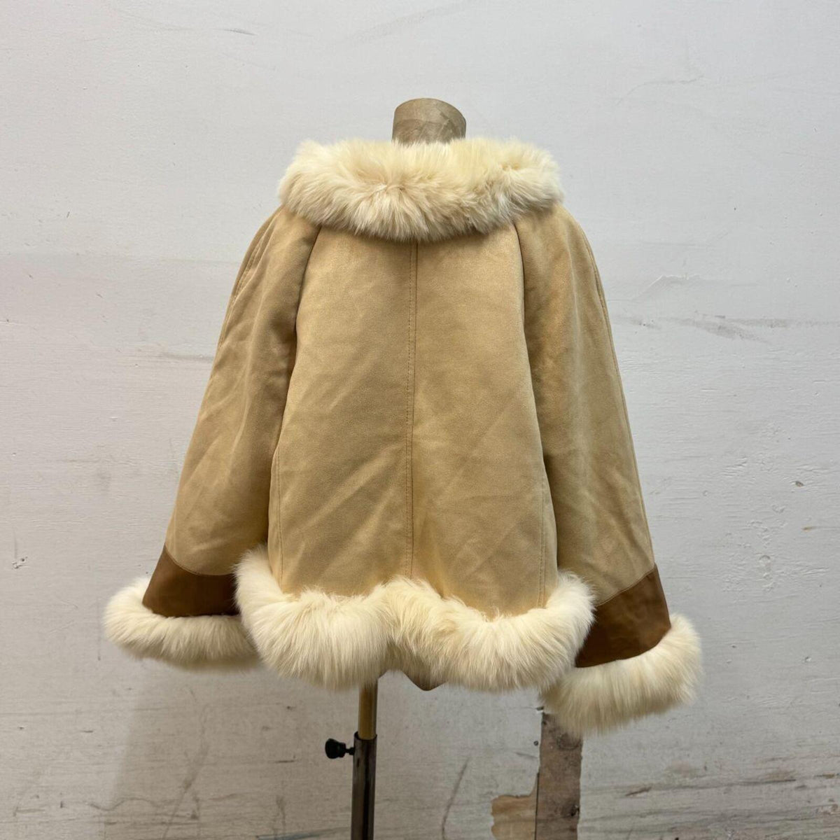 Vintage Y2K Faux Suede & Fox Fur Cropped "Penny Lane" Jacket Coat