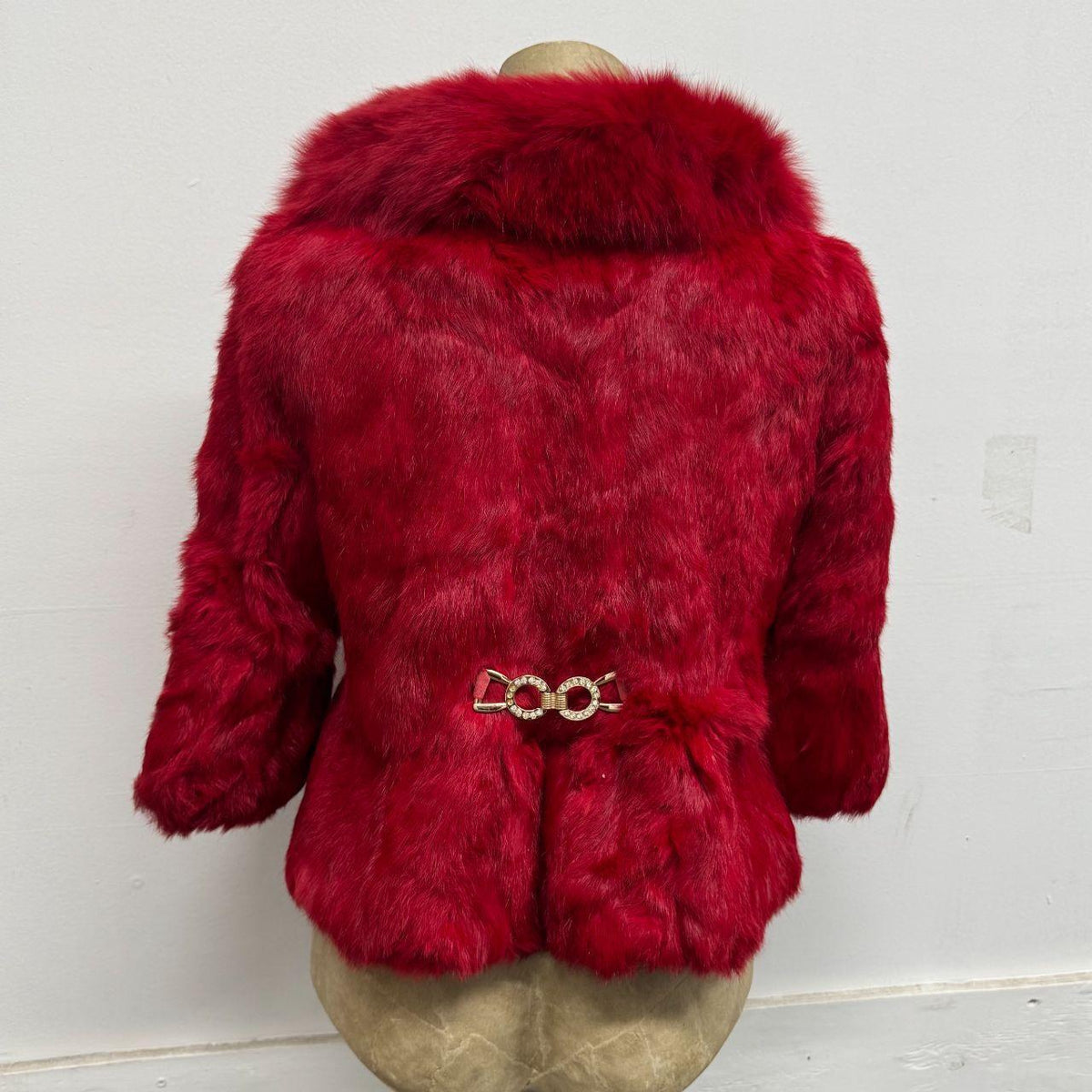 Vintage Y2K Red Rabbit & Fox Fur Jacket Coat