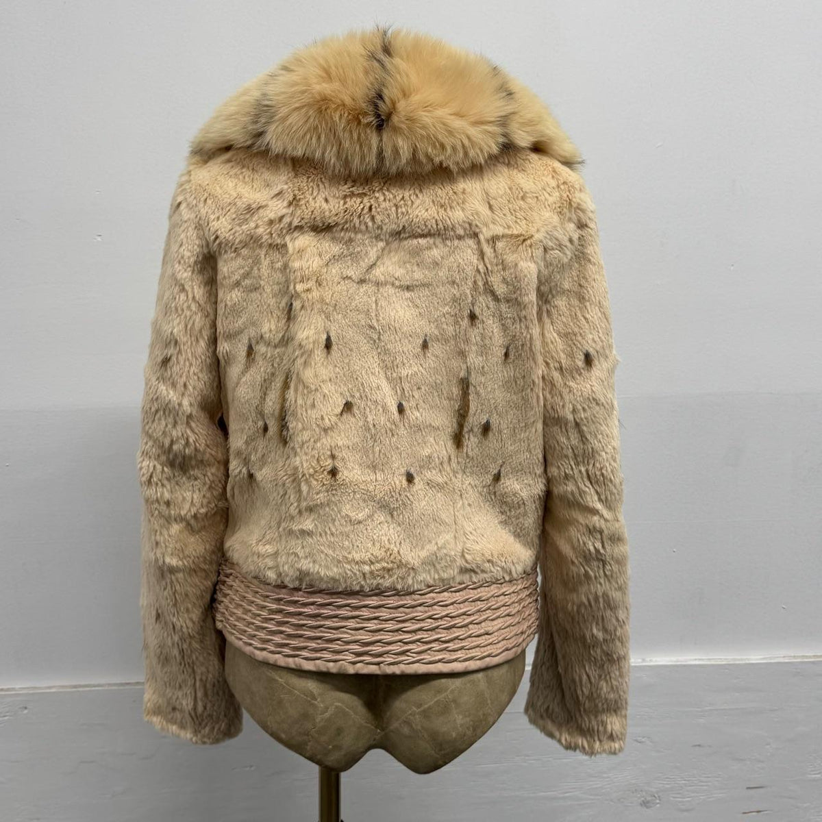 Vintage Y2K Pastel Pink Rabbit & Fox Fur Jacket Coat