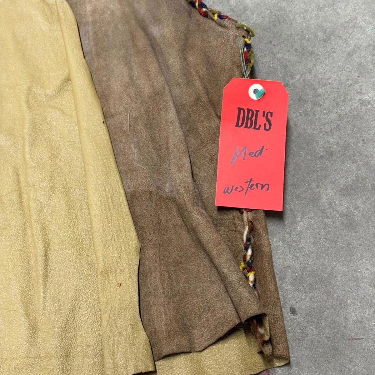 Vintage 60s 70s Suede Western Film Costume Vest Yarn Trim