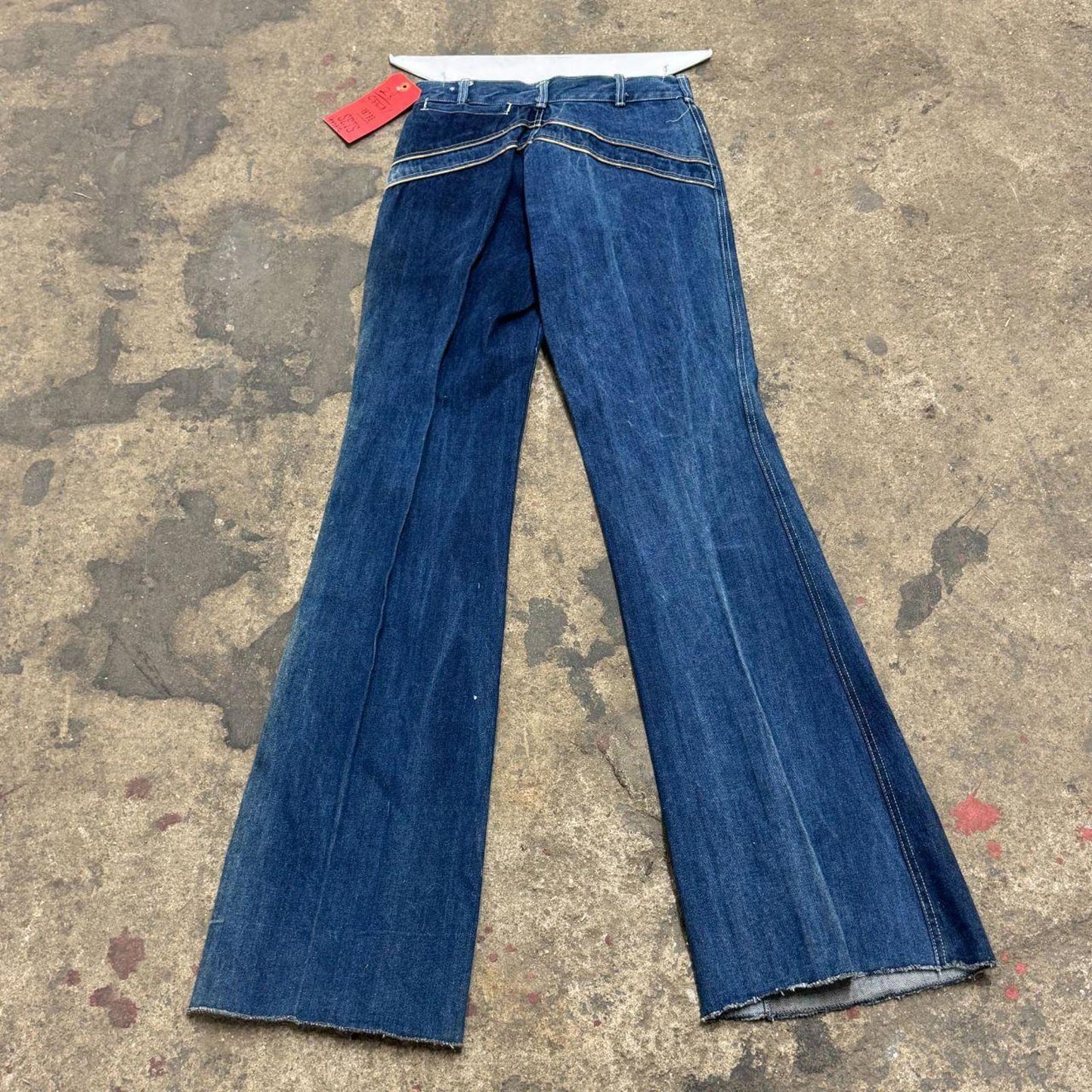 Vintage 70s Metallic Mixed-Panel Flare Jeans S