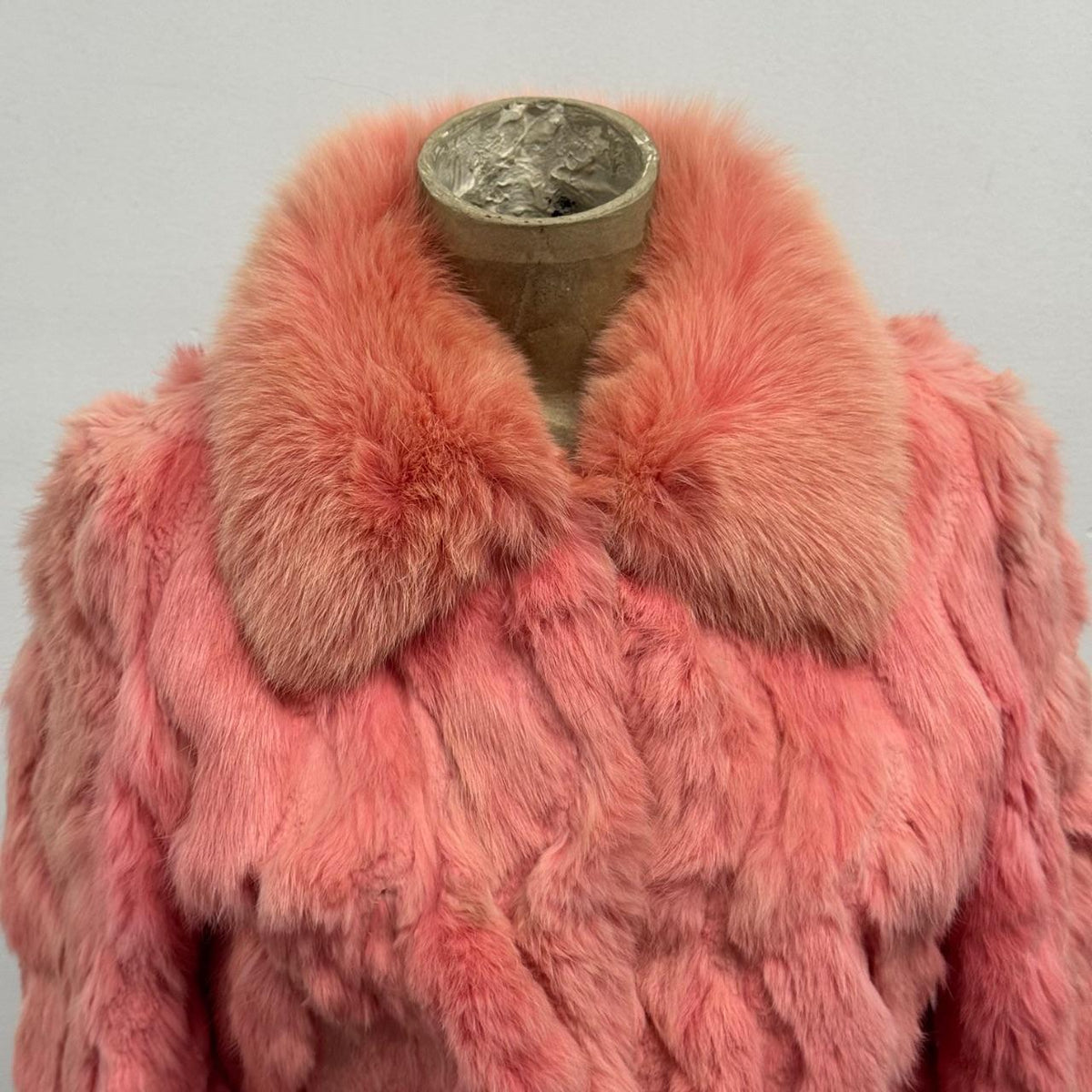 Vintage Y2K Pink Rabbit & Fox Fur Jacket Coat