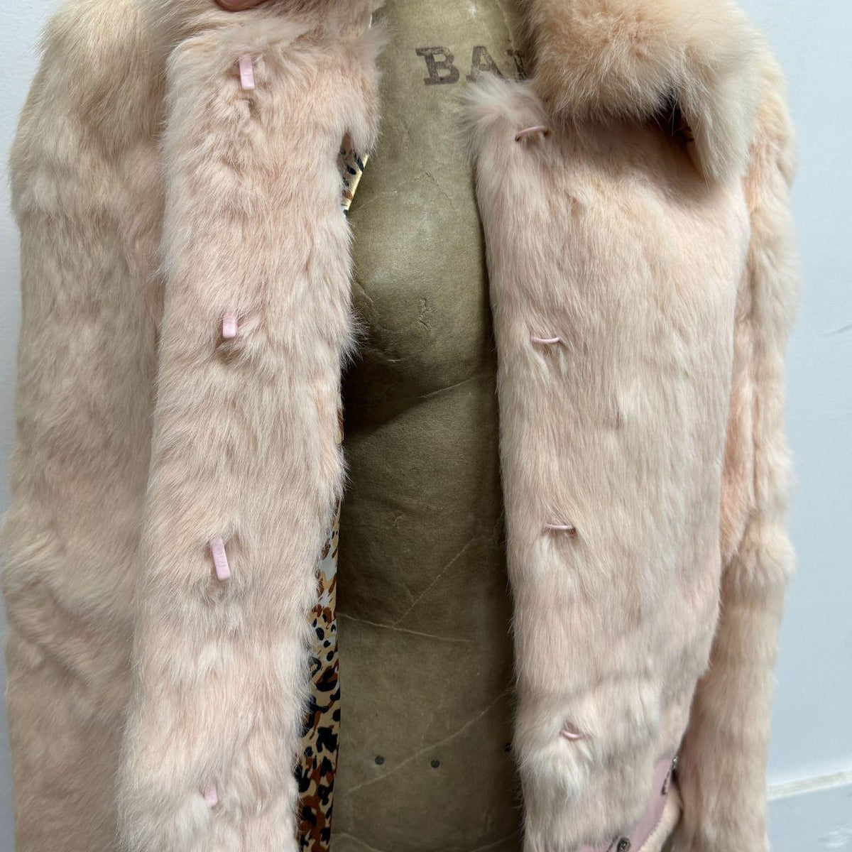 Vintage Y2K Pastel Baby Pink Rabbit & Fox Fur Jacket Coat