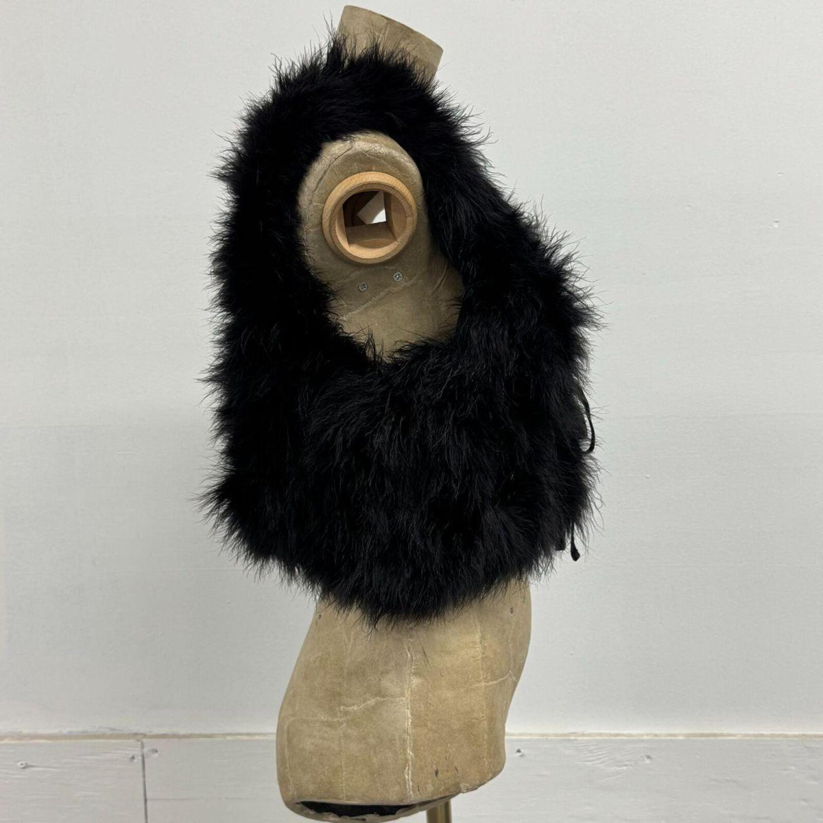 Y2K Vintage Black Marabou Ostrich Feather Vest