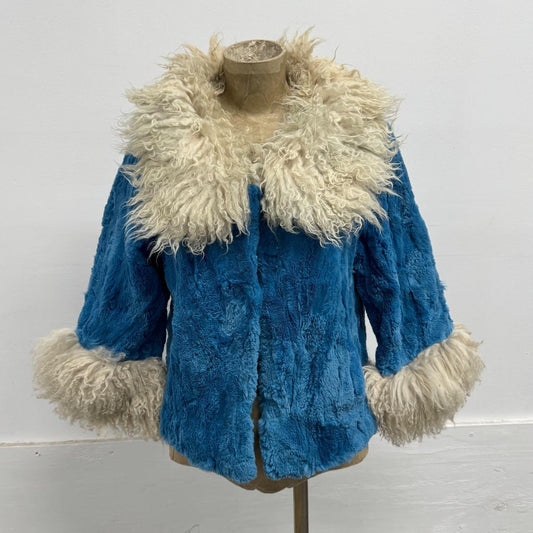 Vintage Y2K Blue Rabbit & Wool Jacket Coat