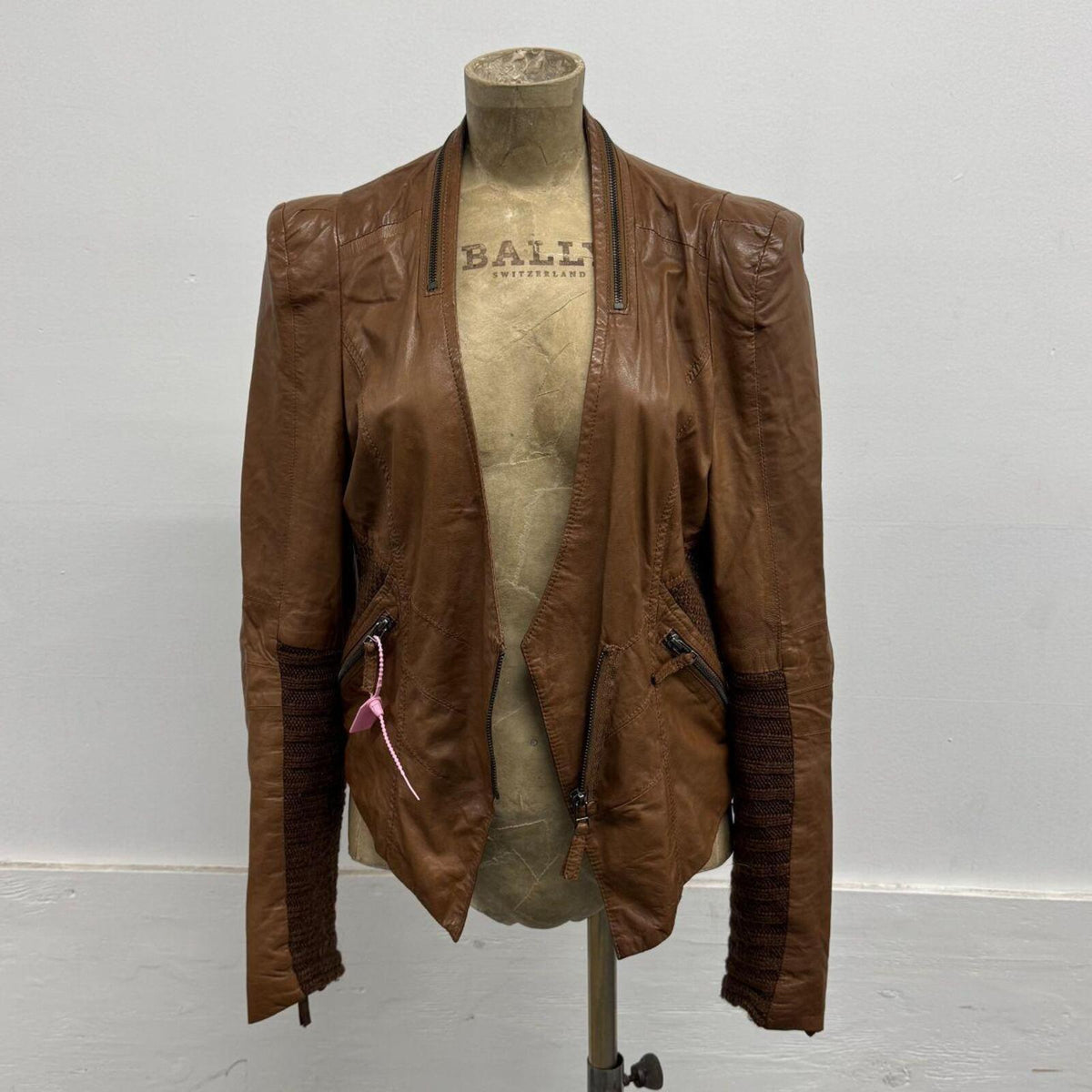 Vintage Brown Moto Asymmetric Avant Garde Leather Jacket