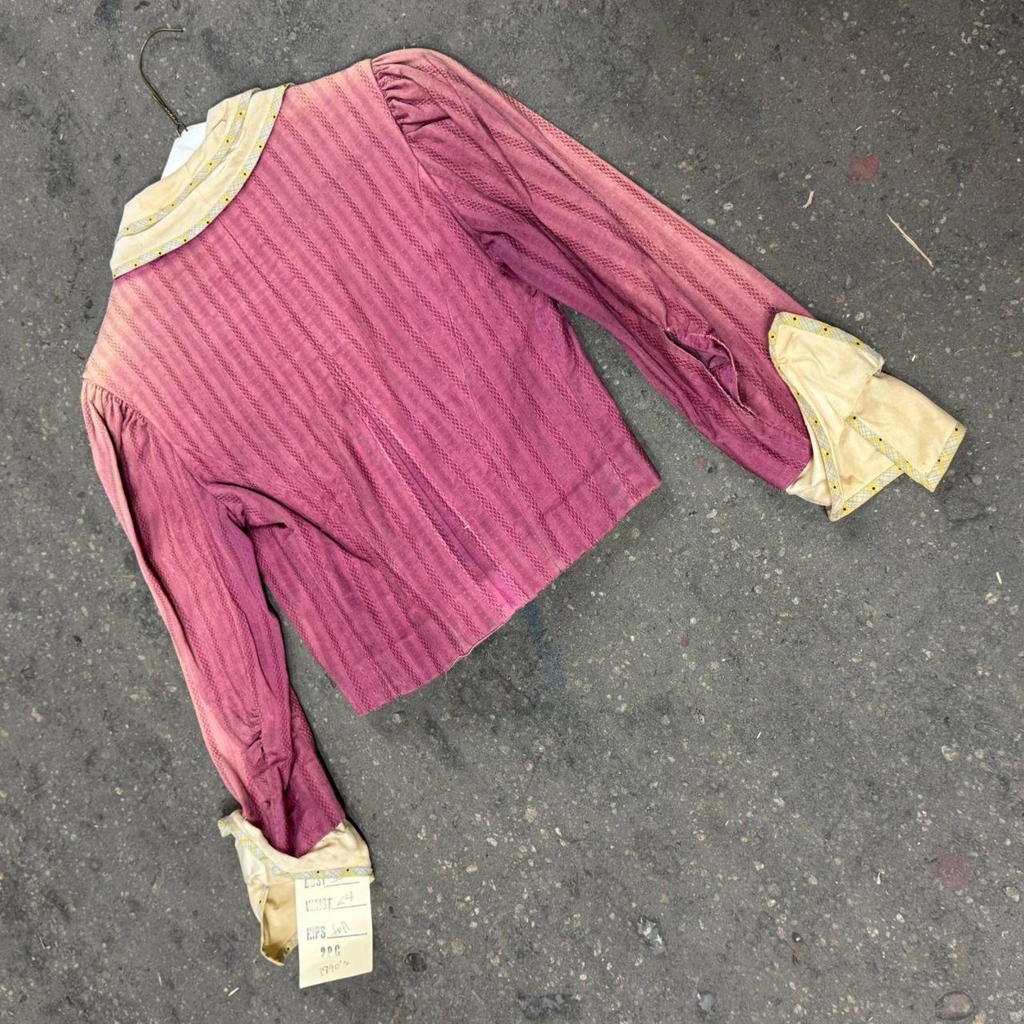 Vintage Antique 40s 50s Does Victorian Faded Red Cotton Bodice Film Costume
