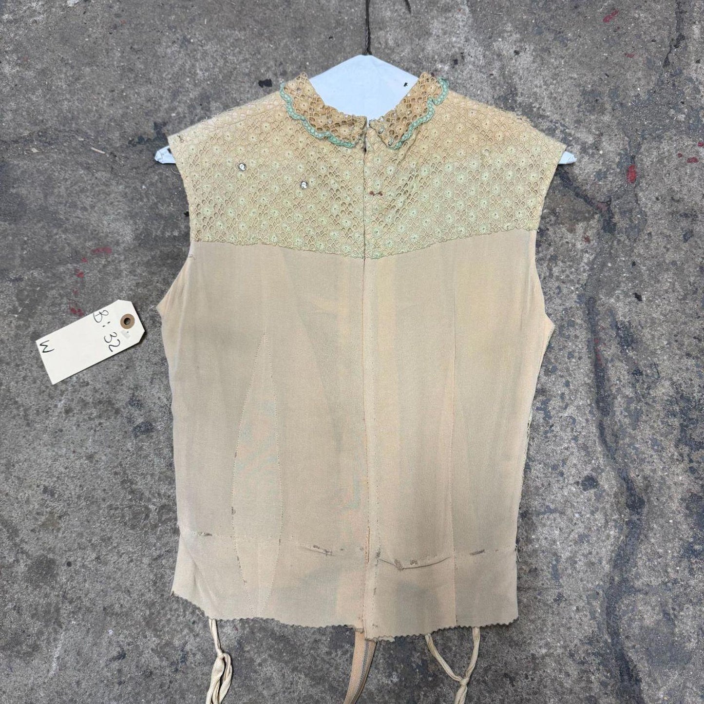 Vintage 50s does Edwardian Sage Green & Cream Sheer Blouse Film Costume