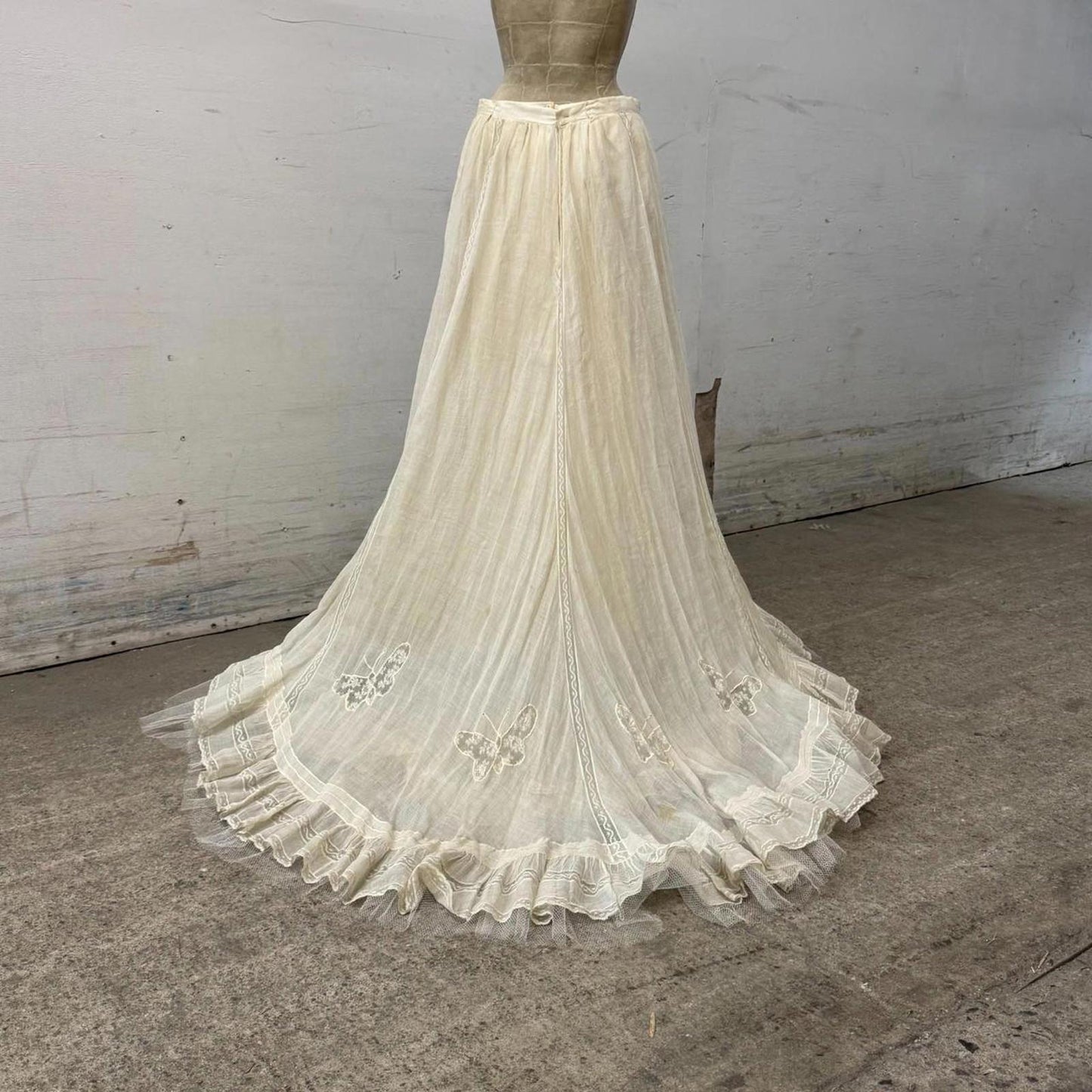 Antique Edwardian Butterfly Lace Petticoat Walking Skirt