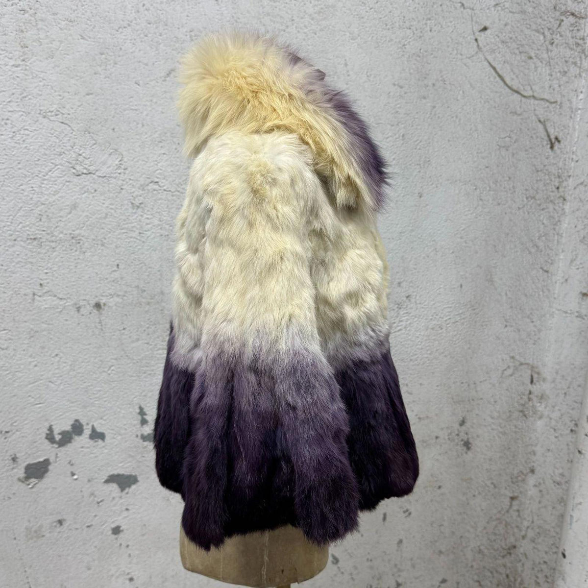 Vintage Archival Y2K Ombré Rabbit & Fox Fur Crop Jacket Coat