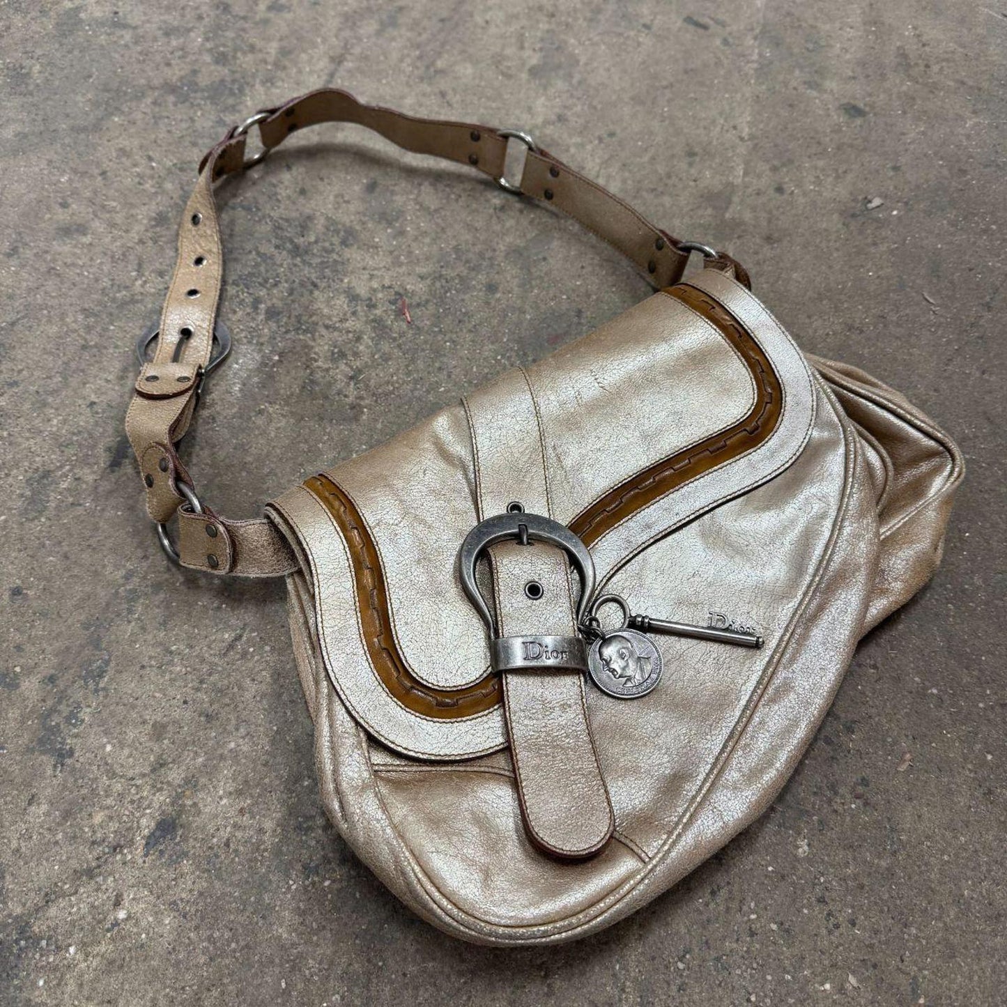 Vintage Dior Metallic Gaucho Saddle Bag Galliano SS06