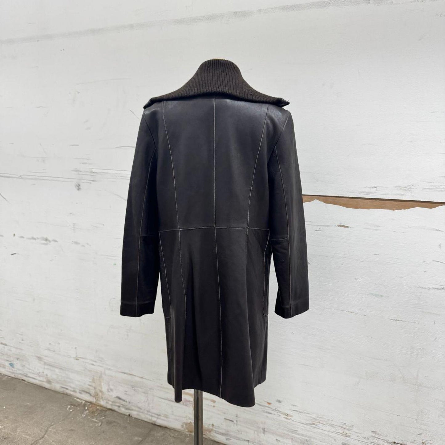 Vintage Jones New York Genuine Longline Brown Leather Duster Coat