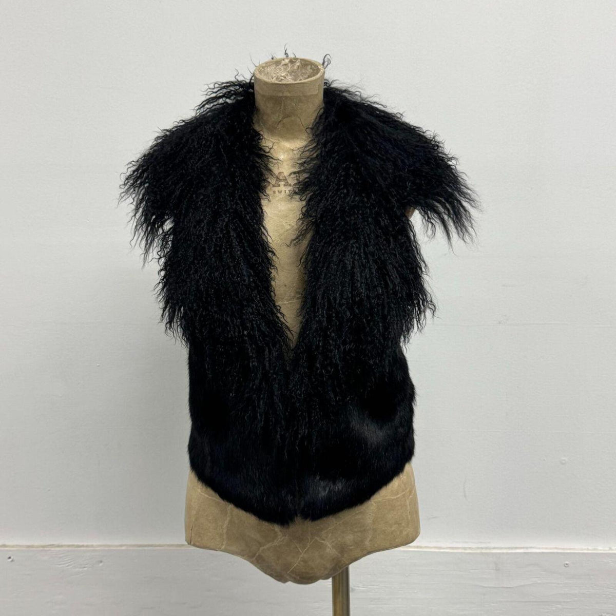 Vintage Black Y2K Mongolian Lamb & Rabbit Fur Vest