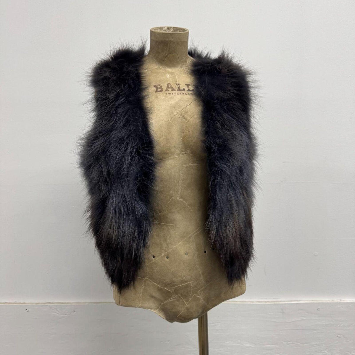 Y2K Vintage Blue-Grey Ombre Genuine Fox Fur Vest
