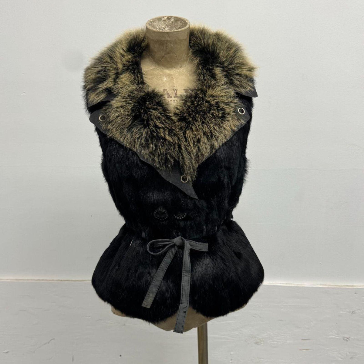 Vintage Black Fox Fur & Rabbit Fur Vest