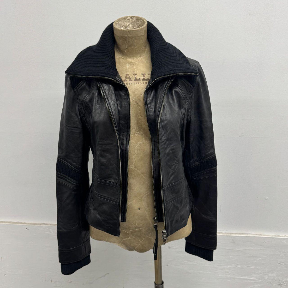 Vintage Black Double Layer Avant Garde Leather Jacket