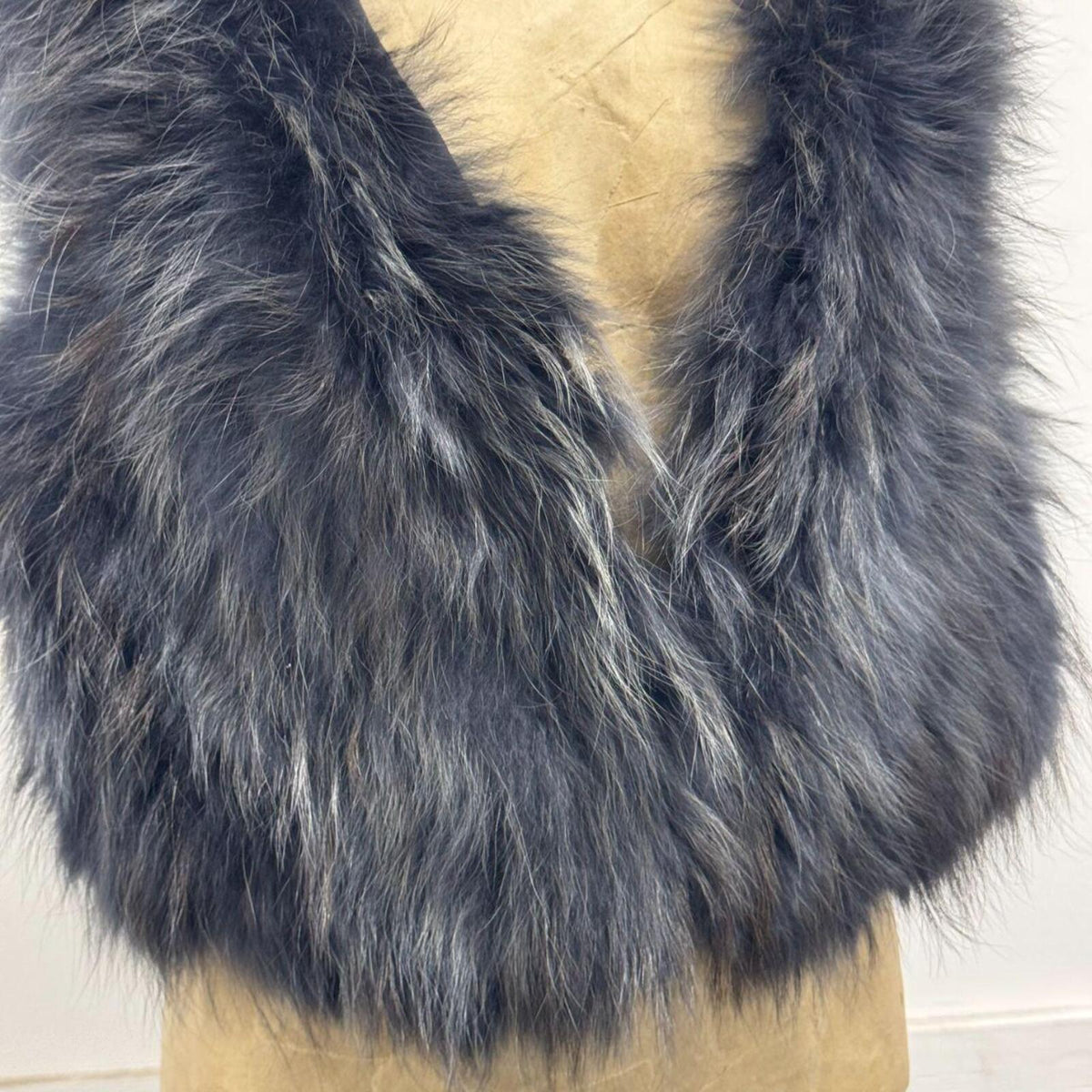 Y2K Vintage Slate Gray Highlight Genuine Fox Fur Vest
