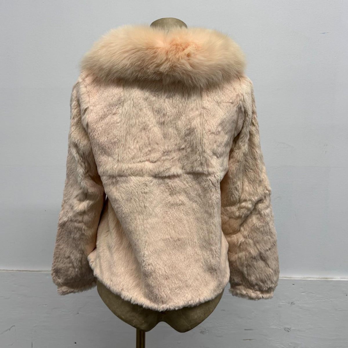 Vintage Y2K Pastel Pink Rabbit & Fox Fur Jacket Coat