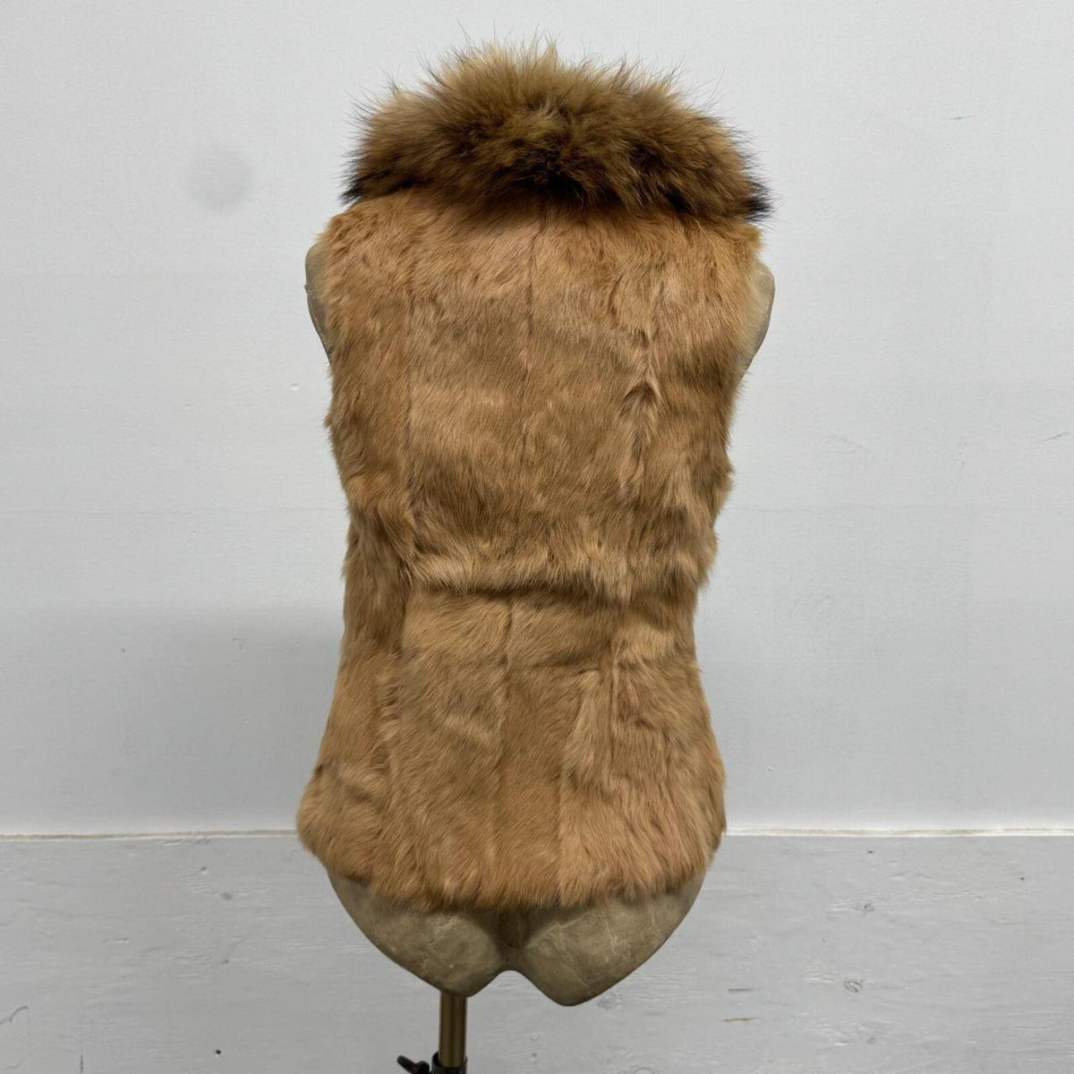Vintage Honey Tan Mixed Raccoon & Rabbit Fur Vest