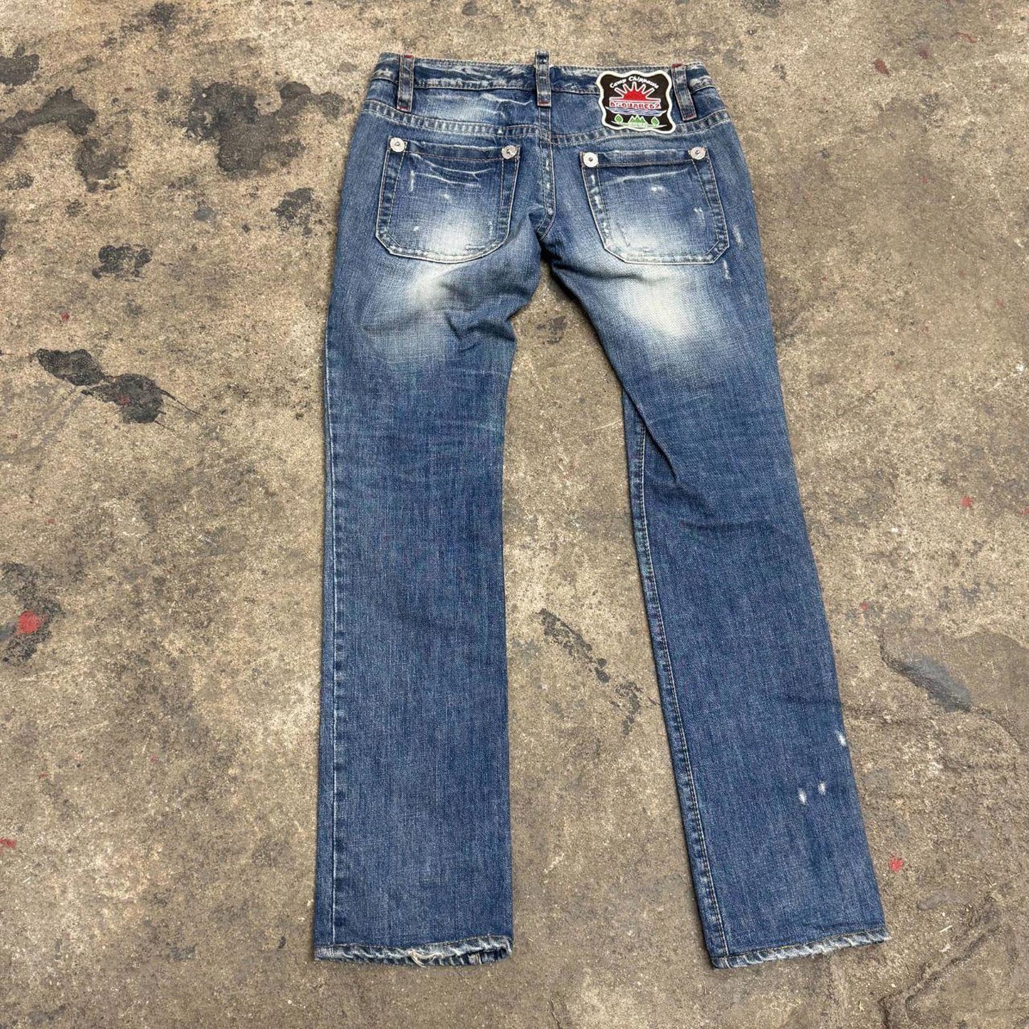 Archival Y2K Vintage Dsquared² "Camp Chippewa" Ultra Low-Rise Jeans S